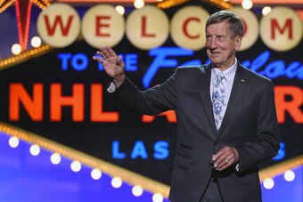LAS VEGAS, NV - JUNE 24:  Former NHL player Ted Lindsay presents the Ted Lindsay Award during the 2015 NHL Awards at MGM Grand Garden Arena on June 24, 2015 in Las Vegas, Nevada.  (Photo by Ethan Miller/Getty Images)