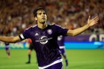 Jun 24, 2015; Orlando, FL, USA; Orlando City SC midfielder Kaka (10) celebrates after he scores a goal during the second half against the Colorado Rapids at Orlando Citrus Bowl Stadium. Orlando City SC defeated Colorado Rapids 2-0. Mandatory Credit: Kim K