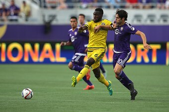 ORLANDO, FL - JUNE 30: Tony Tchani #6 of Columbus Crew and Kaka #10 of Orlando City SC fight for possession of the ball during the Lamar Hunt U.S. Open soccer match between the Columbus Crew and Orlando City SC at the Orlando Citrus Bowl on June 30, 2015 