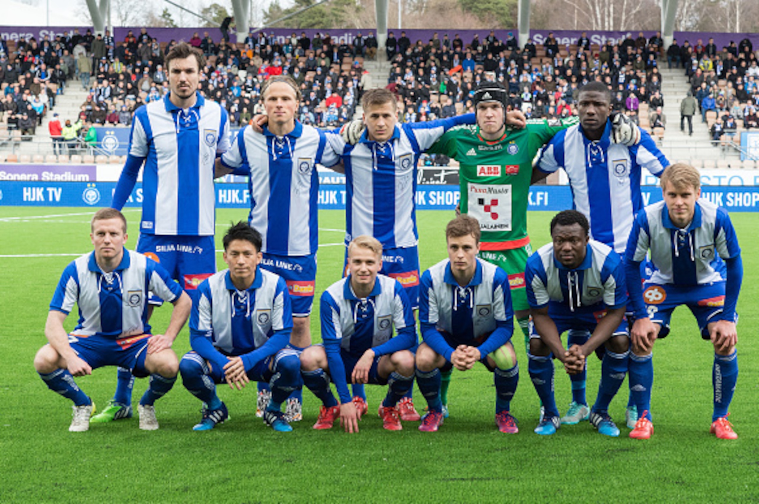 HELSINKI, FINLAND - APRIL 19: (FINLAND OUT) HJK Helsinki players line up for the team photos prior to the Finnish First Division match between HJK Helsinki and FC Lahti at Sonera Stadium on April 19, 2015 in Helsinki, Finland. (Photo by Jussi Eskola/Get HELSINKI, FINLAND - APRIL 19: (FINLAND OUT) HJK Helsinki players line up for the team photos prior to the Finnish First Division match between HJK Helsinki and FC Lahti at Sonera Stadium on April 19, 2015 in Helsinki, Finland. (Photo by Jussi Eskola/Get