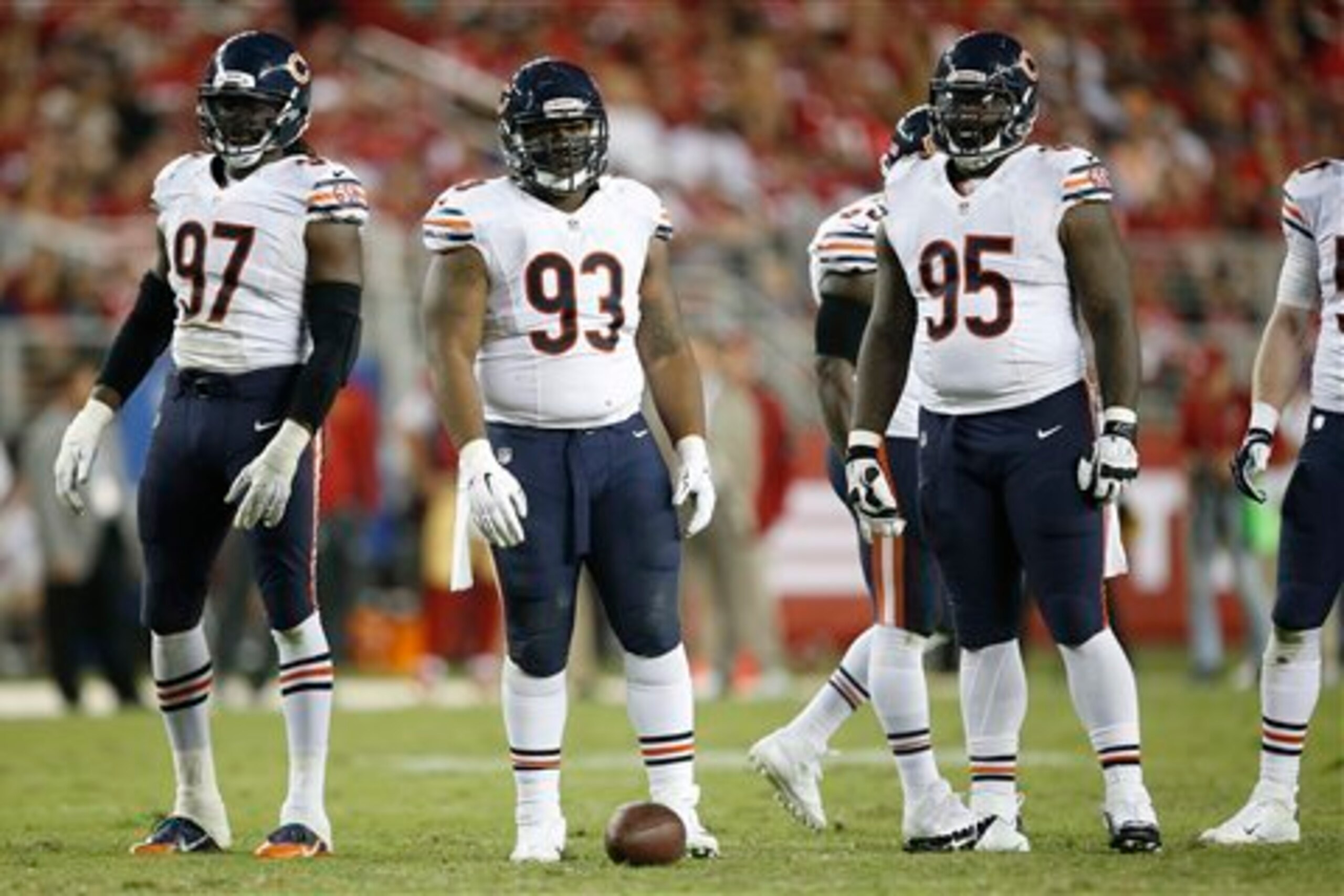 Will Sutton (93) and Ego Ferguson (95) are both moving to 3-4 defensive end this offseason after playing defensive tackle in a 4-3 last year.