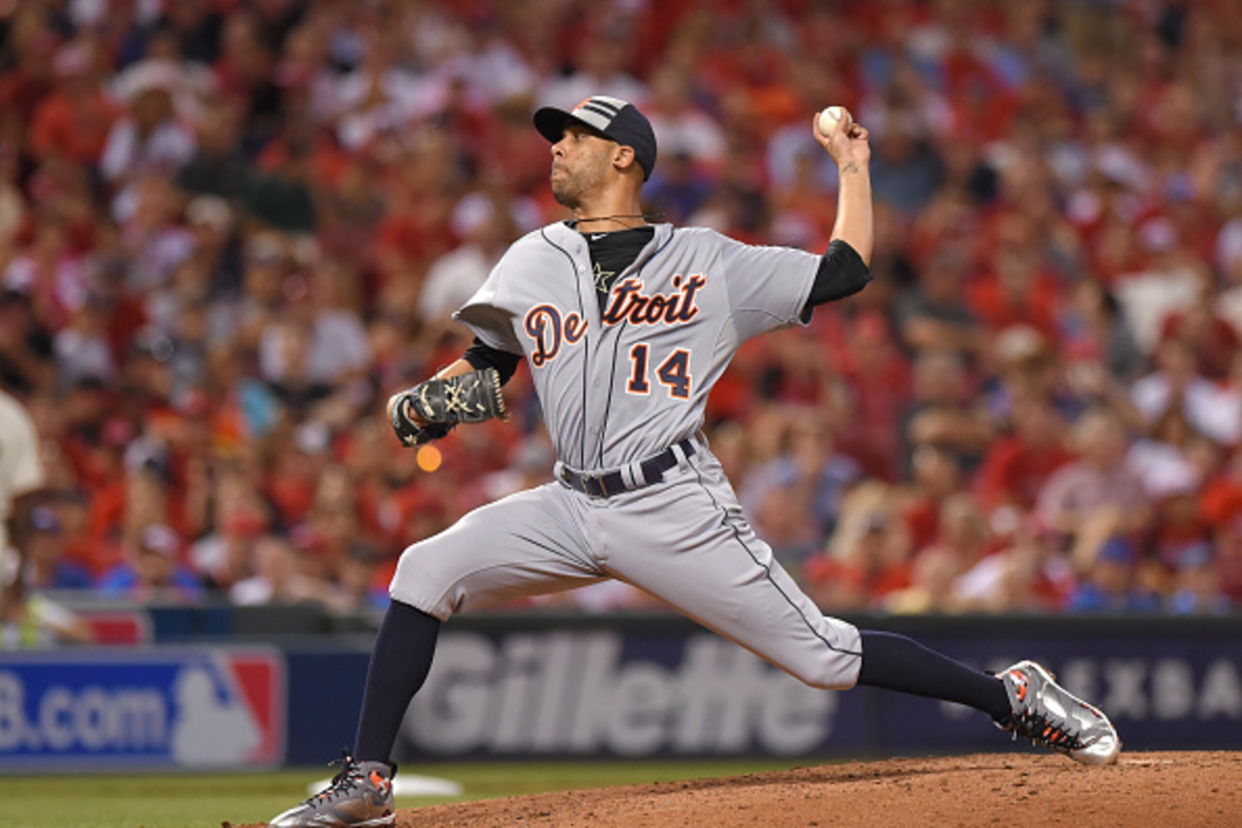 CINCINNATI, OH - JULY 14:  American League All-Star David Price #14 of the Detroit Tigers pitches during the 86th MLB All-Star Game at Great American Ball Park on July 14, 2015 in Cincinnati, Ohio. The American League defeated the National League 6-3.  (P