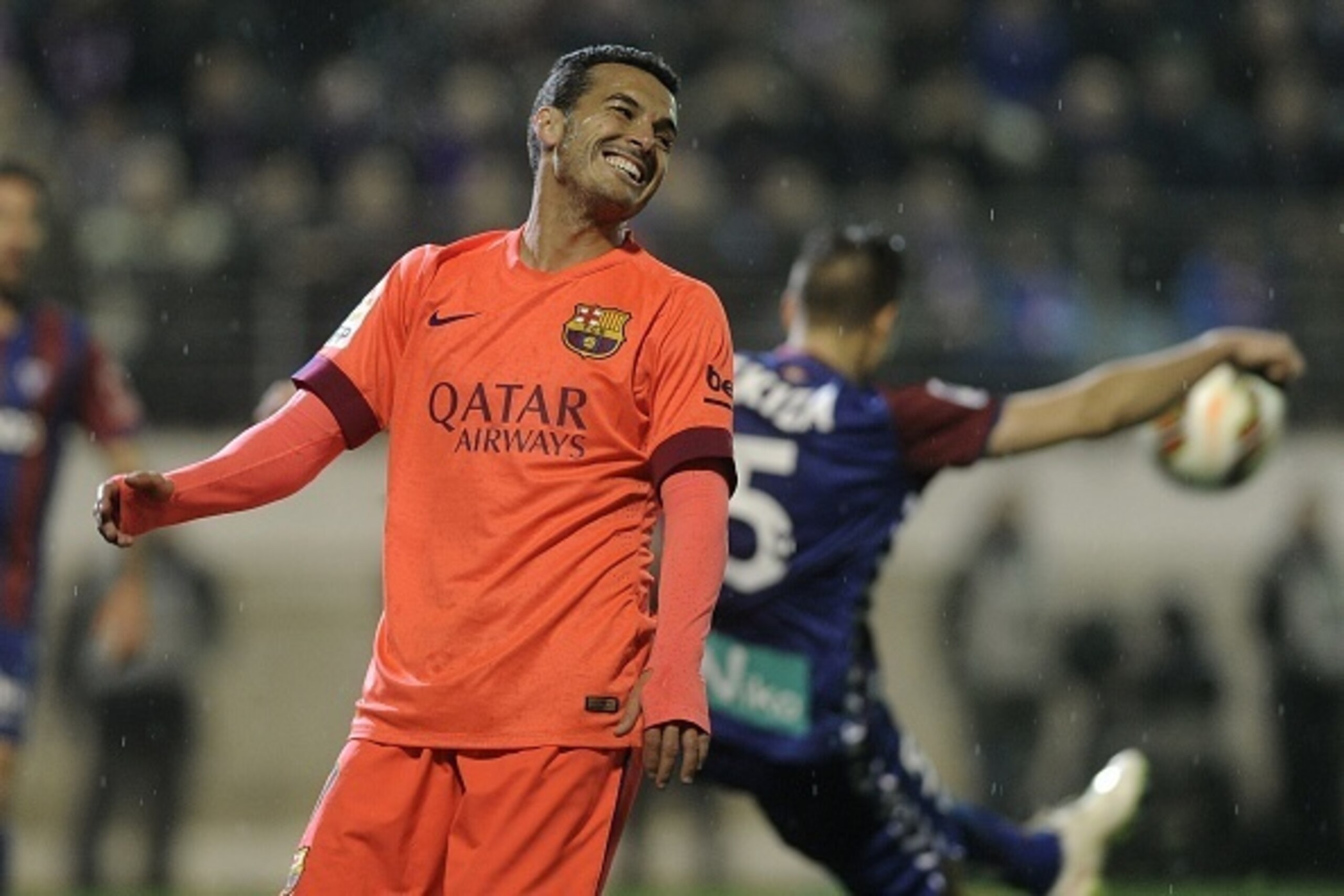 Barcelona's forward Pedro Rodriguez reacts during the Spanish league football match SD Eibar vs FC Barcelona at the Ipurua stadium in Eibar on March 14, 2015. AFP PHOTO/ ANDER GILLENEA (Photo credit should read ANDER GILLENEA/AFP/Getty Images) Barcelona's forward Pedro Rodriguez reacts during the Spanish league football match SD Eibar vs FC Barcelona at the Ipurua stadium in Eibar on March 14, 2015. AFP PHOTO/ ANDER GILLENEA (Photo credit should read ANDER GILLENEA/AFP/Getty Images)