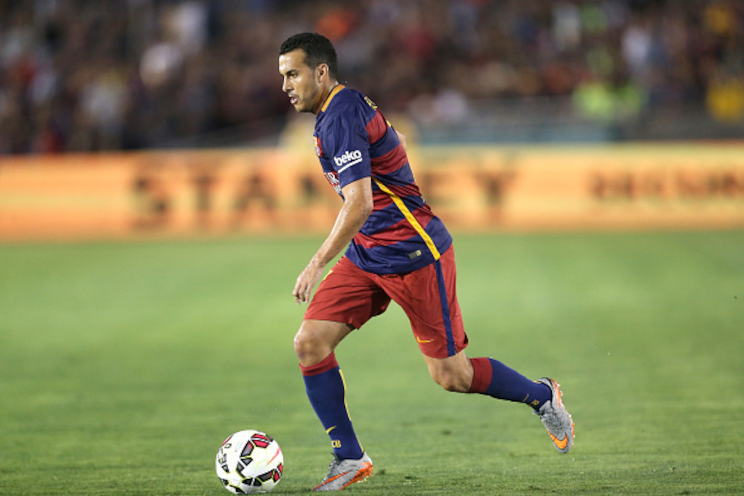 PASADENA, CA - JULY 21: Pedro Rodriguez #7 of FC Barcelona in actoin against the Los Angeles Galaxy in the International Champions Cup 2015 at Rose Bowl on July 21, 2015 in Pasadena, California. (Photo by Stephen Dunn/Getty Images) PASADENA, CA - JULY 21: Pedro Rodriguez #7 of FC Barcelona in actoin against the Los Angeles Galaxy in the International Champions Cup 2015 at Rose Bowl on July 21, 2015 in Pasadena, California. (Photo by Stephen Dunn/Getty Images)