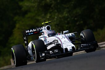 BUDAPEST, HUNGARY - JULY 25:  Valtteri Bottas of Finland and Williams drives during final practice for the Formula One Grand Prix of Hungary at Hungaroring on July 25, 2015 in Budapest, Hungary.  (Photo by Mark Thompson/Getty Images)