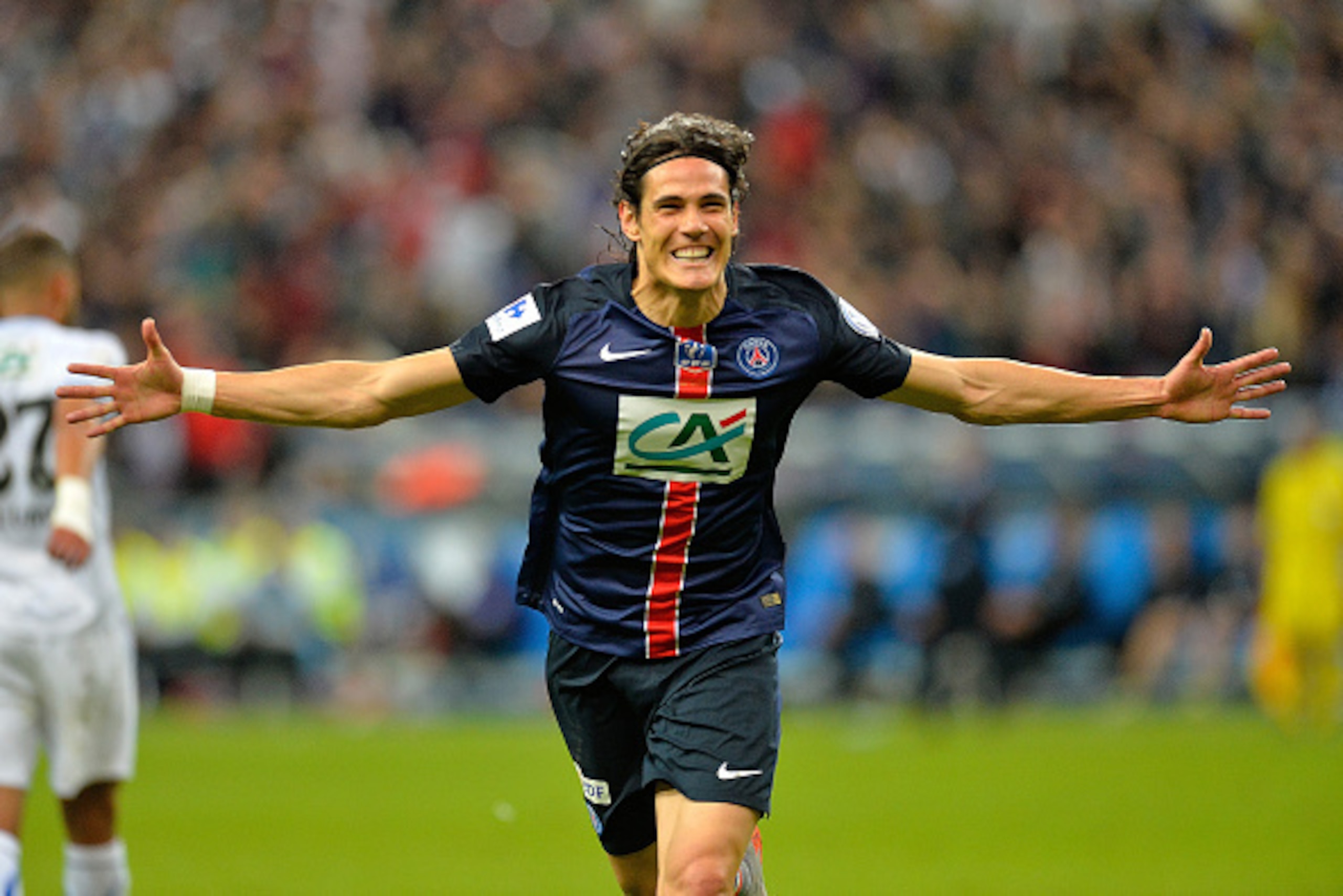 PARIS, FRANCE - MAY 30: Edinson Cavani of Paris Saint Germain celebrates his goal during the French Cup Final game between Paris Saint Germain and AJ Auxerre at Stade de France on May 30, 2015 in Paris, France. (Photo by Aurelien Meunier/Getty Images)