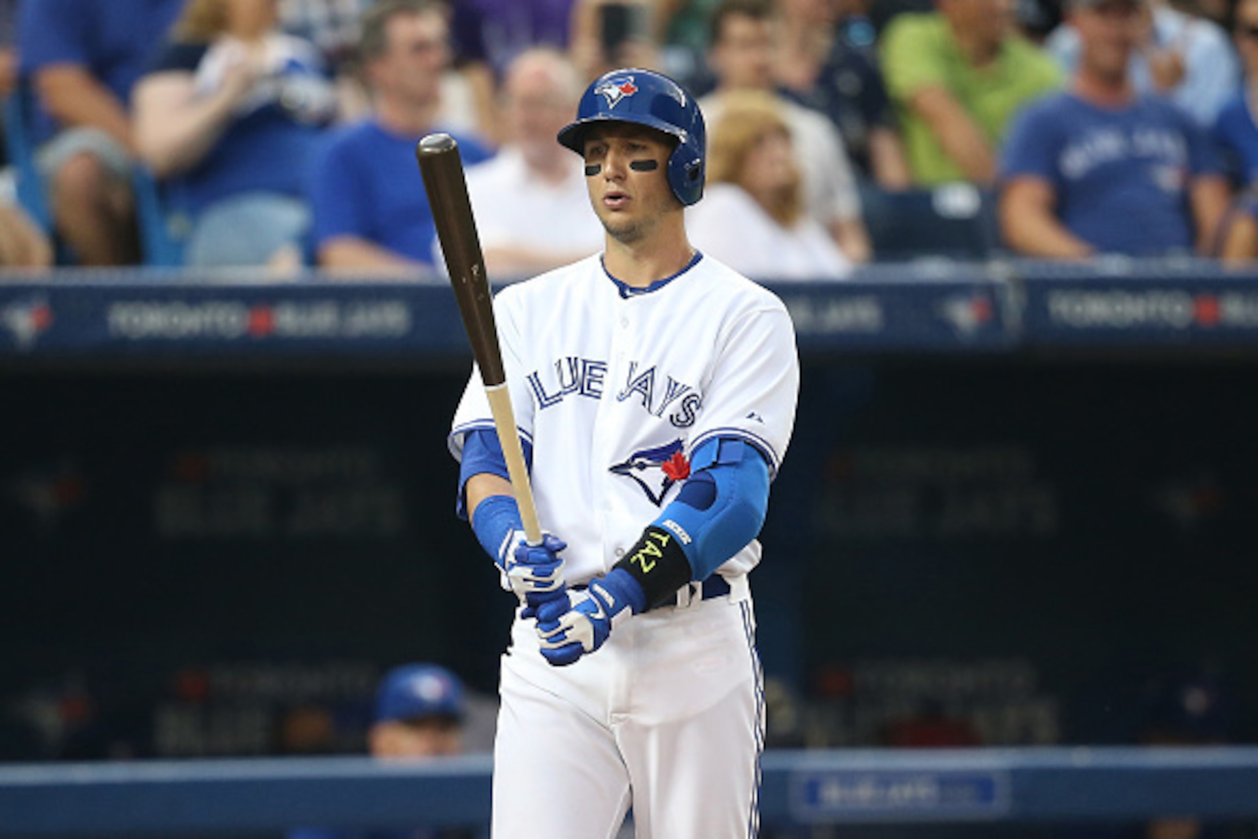 TORONTO, CANADA - JULY 29: Troy Tulowitzki #2 of the Toronto Blue Jays during his at bat in the fifth inning during MLB game action against the Philadelphia Phillies on July 29, 2015 at Rogers Centre in Toronto, Ontario, Canada. (Photo by Tom Szczerbowski TORONTO, CANADA - JULY 29: Troy Tulowitzki #2 of the Toronto Blue Jays during his at bat in the fifth inning during MLB game action against the Philadelphia Phillies on July 29, 2015 at Rogers Centre in Toronto, Ontario, Canada. (Photo by Tom Szczerbowski