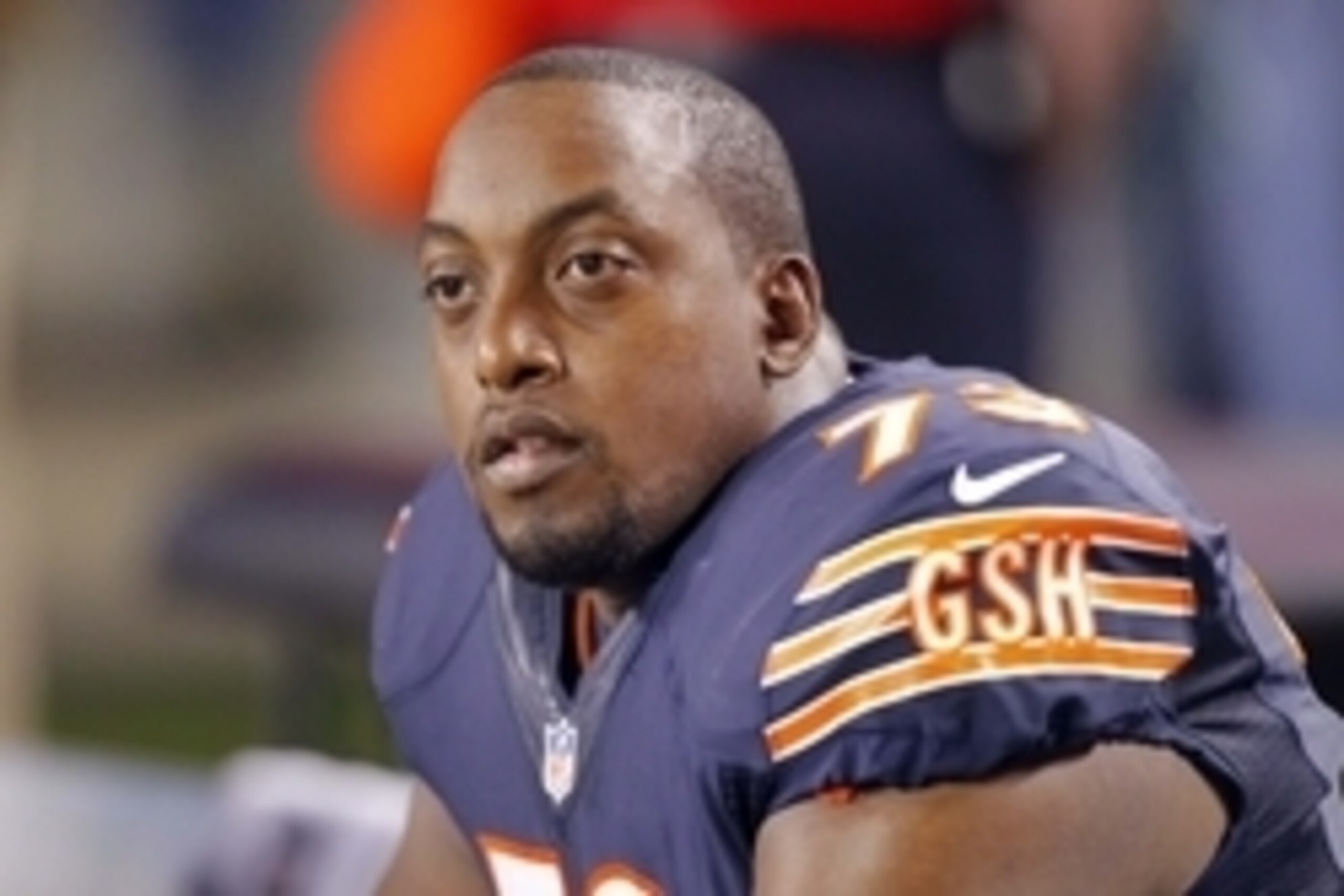 Aug 15, 2013; Chicago, IL, USA; Chicago Bears tackle J'Marcus Webb (73) during the second half against the San Diego Chargers at Soldier Field. Chicago won 33-28. Mandatory Credit: Dennis Wierzbicki-USA TODAY Sports