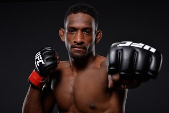 BROOMFIELD, CO - FEBRUARY 14:  Neil Magny poses for a post fight portrait backstage during the UFC Fight Night event inside 1stBank Center on February 14, 2015 in Broomfield, Colorado. (Photo by Mike Roach/Zuffa LLC/Zuffa LLC via Getty Images)