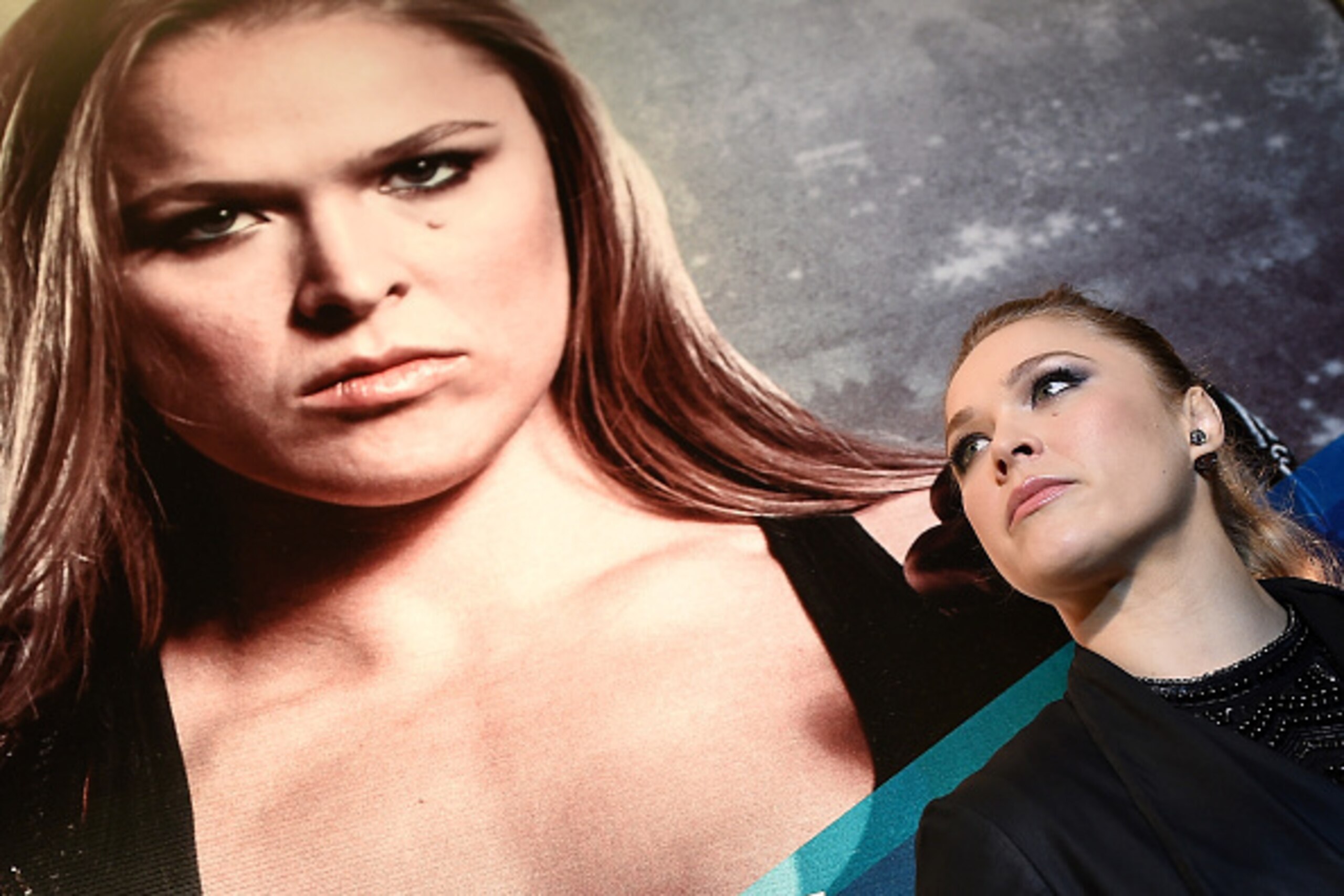 RIO DE JANEIRO, BRAZIL - JULY 30: Bantamweight fighter Ronda Rousey of the United States speaks with the media during Ultimate Media Day at Sheraton Hotel on July 30, 2015 in Rio de Janeiro, Brazil. (Photo by Buda Mendes/Zuffa LLC/Zuffa LLC via Getty Imag