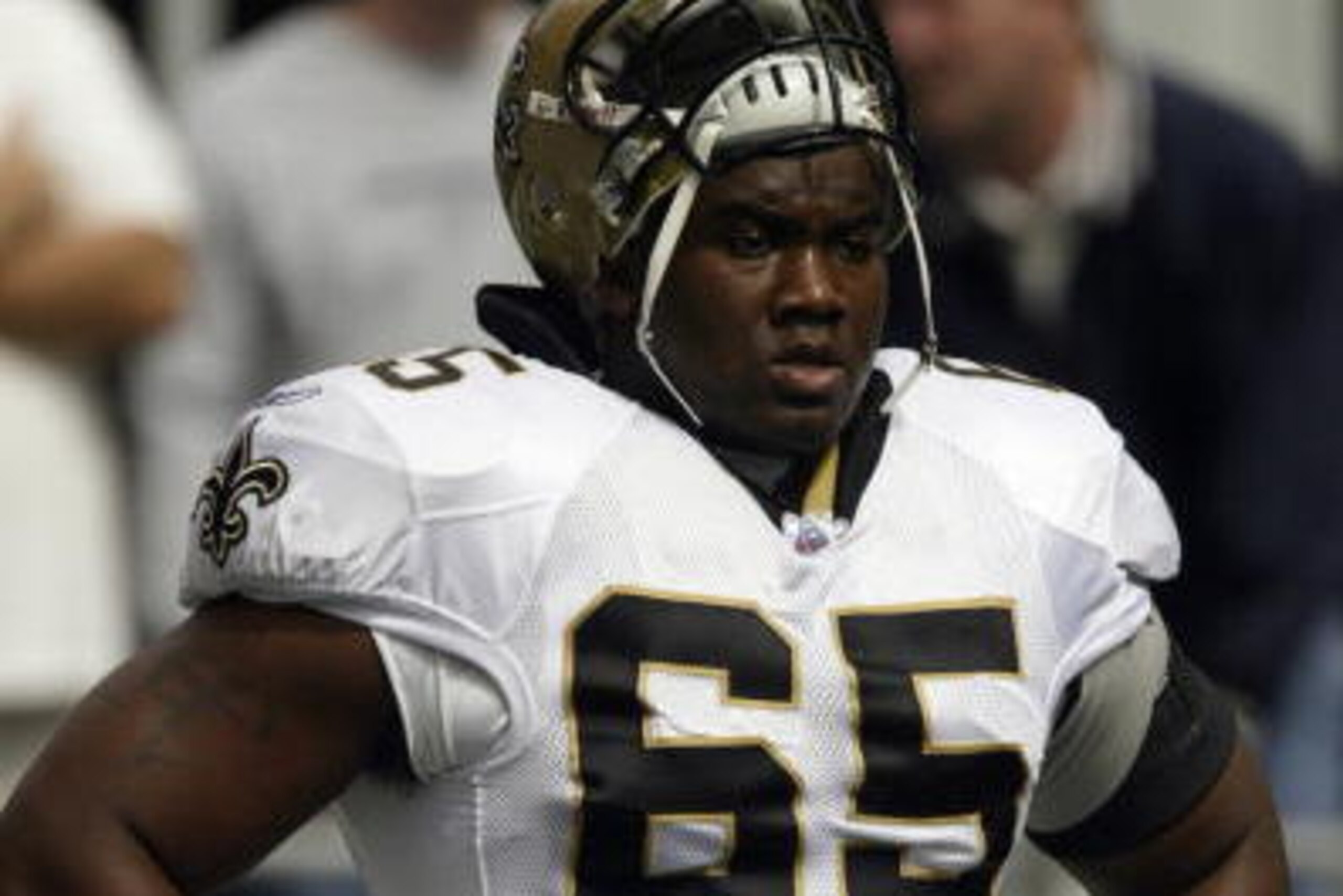SEATTLE - SEPTEMBER 7: Guard LeCharles Bentley #65 of the New Orleans Saints watches the game against the Seattle Seahawks at Seahawks Stadium on September 7, 2003 in Seattle, Washington. The Seahawks defeated the New Orleans Saints 27-10. (Photo by Otto SEATTLE - SEPTEMBER 7: Guard LeCharles Bentley #65 of the New Orleans Saints watches the game against the Seattle Seahawks at Seahawks Stadium on September 7, 2003 in Seattle, Washington. The Seahawks defeated the New Orleans Saints 27-10. (Photo by Otto