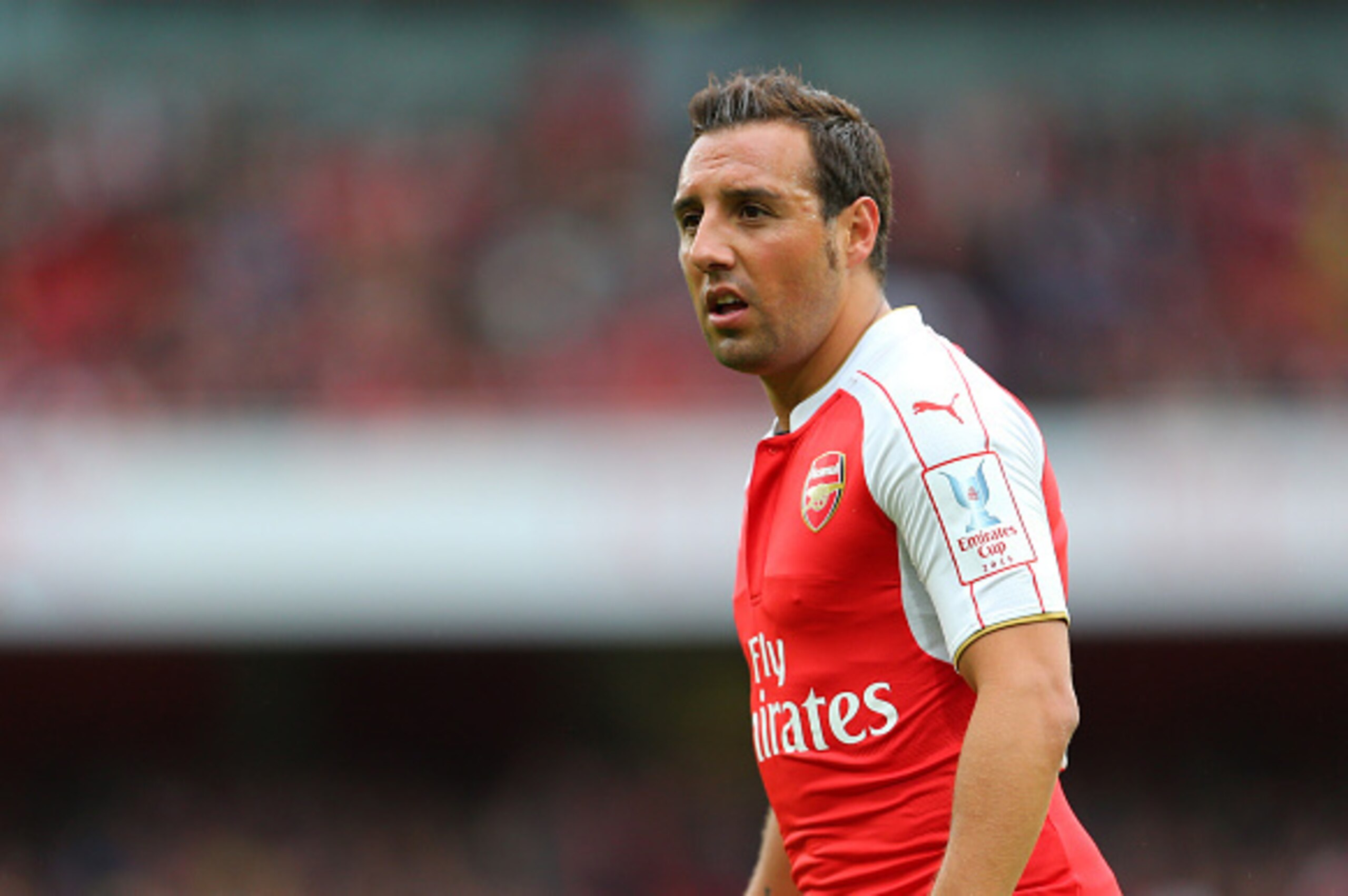 LONDON, ENGLAND - JULY 26: Santi Cazorla of Arsenal during the Emirates Cup match between Arsenal and VfL Wolfsburg at Emirates Stadium on July 26, 2015 in London, England.  (Photo by Catherine Ivill - AMA/Getty Images).