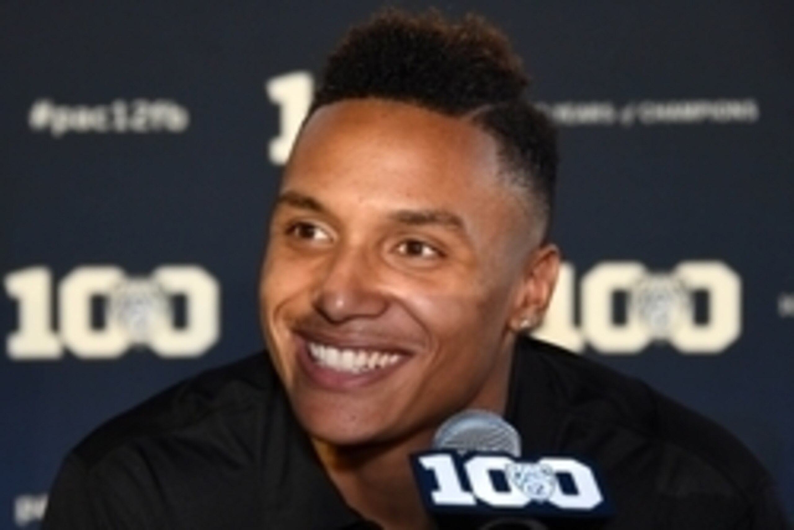 Jul 31, 2015; Burbank, CA, USA; Southern California Trojans linebacker Su'a Cravens at Pac-12 Media Day at Warner Bros. Studios. Mandatory Credit: Kirby Lee-USA TODAY Sports