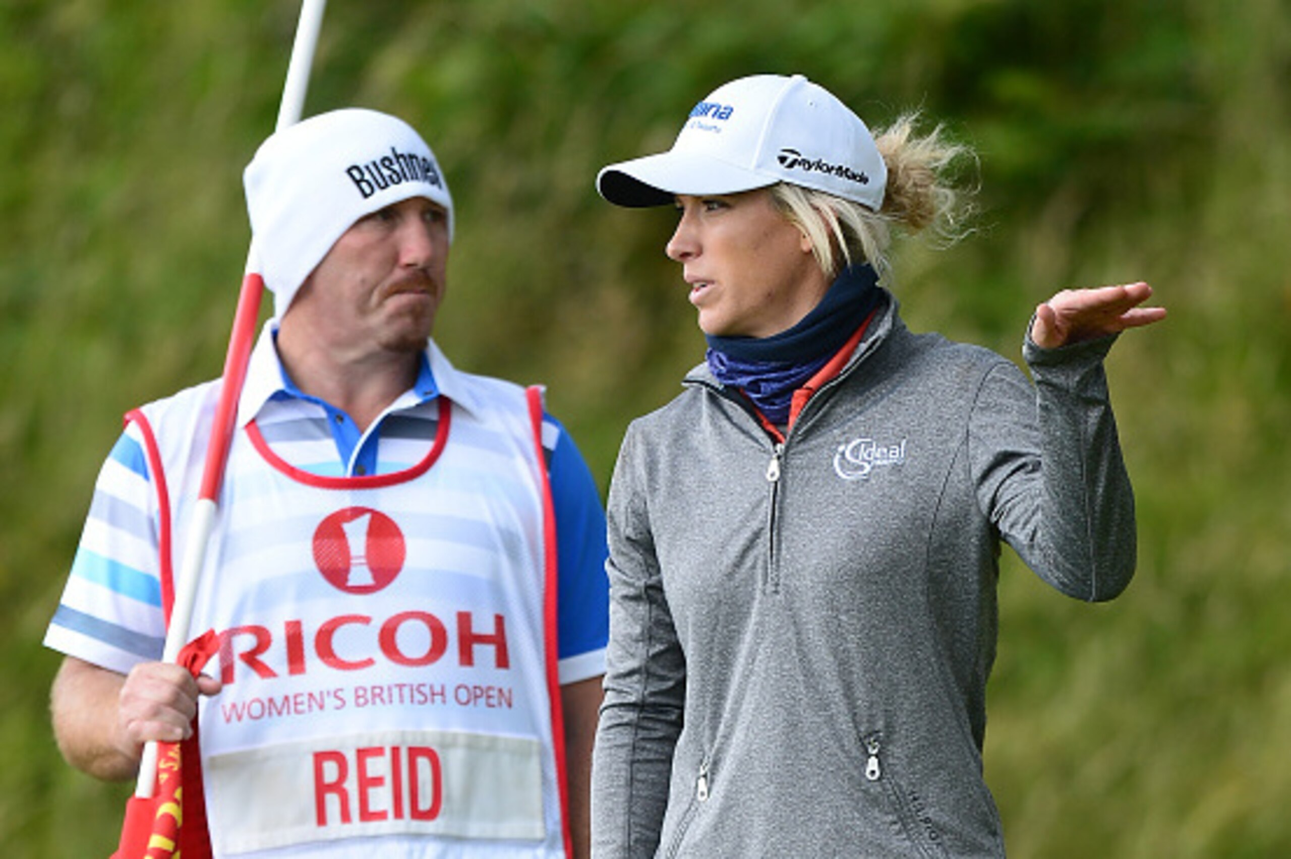 TURNBERRY, SCOTLAND - AUGUST 01:  Melissa Reid of England talks to her caddie on the 5th green during the Third Round of the Ricoh Women's British Open at Turnberry Golf Club on August 1, 2015 in Turnberry, Scotland.  (Photo by Richard Martin-Roberts/Gett
