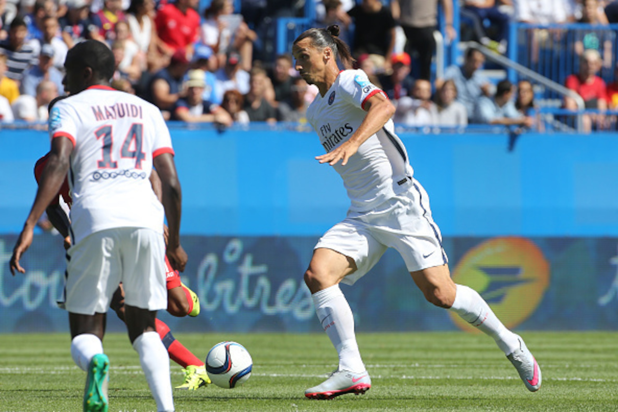MONTREAL, QC  - AUGUST 1: Zlatan Ibrahimovic of PSG in action during the 2015 Trophee des Champions between Paris Saint-Germain (PSG) and Olympique Lyonnais (OL) at Stade Saputo on August 1, 2015 in Montreal, Quebec, Canada. (Photo by Jean Catuffe/Getty I