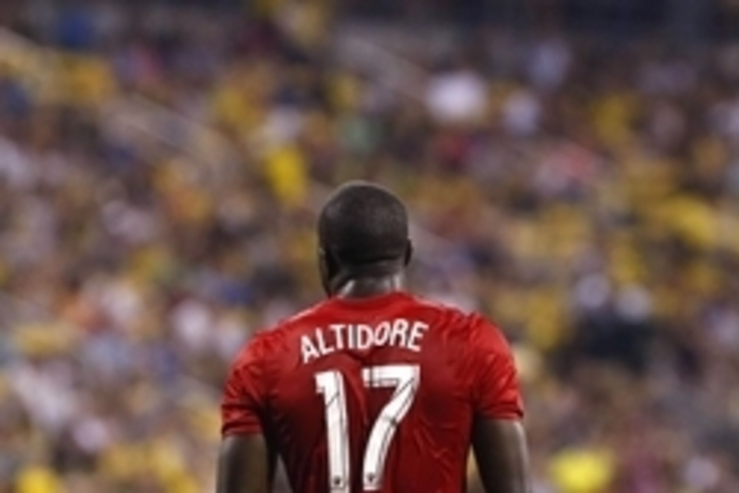Jul 25, 2015; Columbus, OH, USA; Toronto FC forward Jozy Altidore (17) looks on during the second half against the Columbus Crew at MAPFRE Stadium. Mandatory Credit: Aaron Doster-USA TODAY Sports