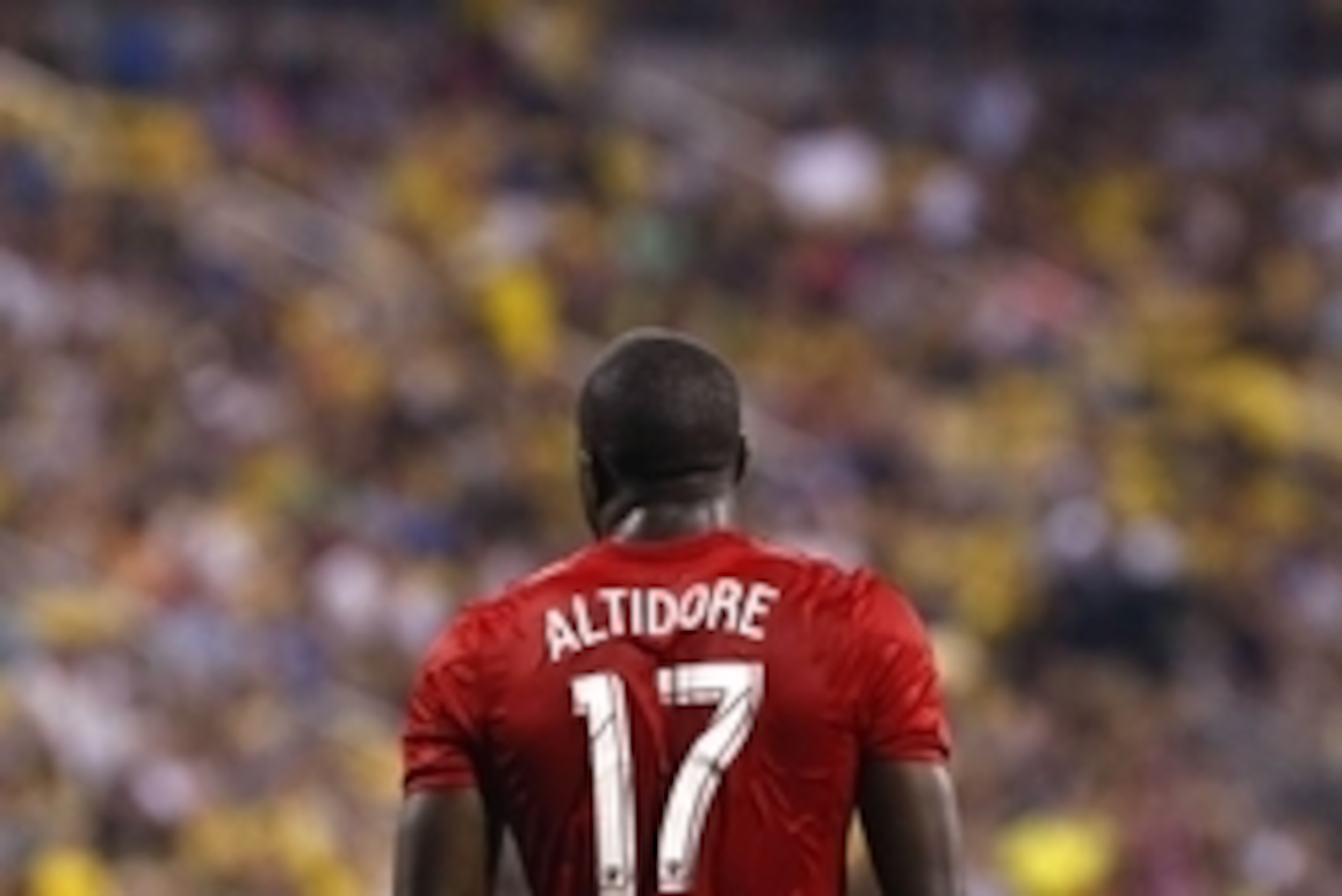 Jul 25, 2015; Columbus, OH, USA; Toronto FC forward Jozy Altidore (17) looks on during the second half against the Columbus Crew at MAPFRE Stadium. Mandatory Credit: Aaron Doster-USA TODAY Sports