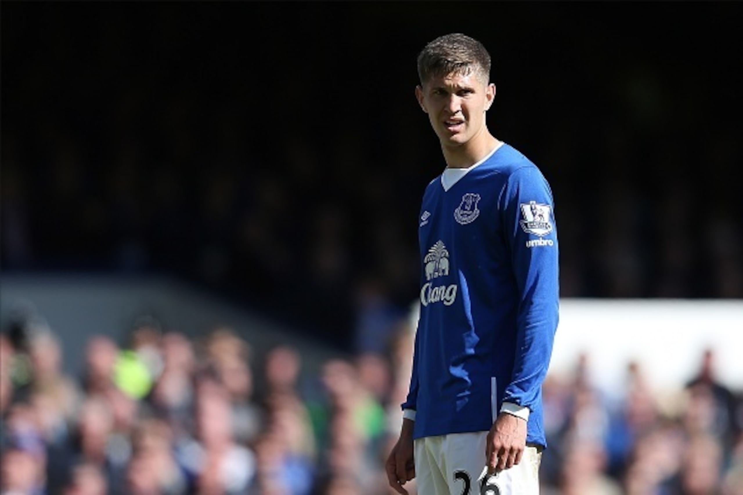 LIVERPOOL, ENGLAND - MAY 24: John Stones of Everton looks on during the Barclays Premier League match between Everton and Tottenham Hotspur at Goodison Park on May 24, 2015 in Liverpool, England. (Photo by Chris Brunskill/Getty Images)