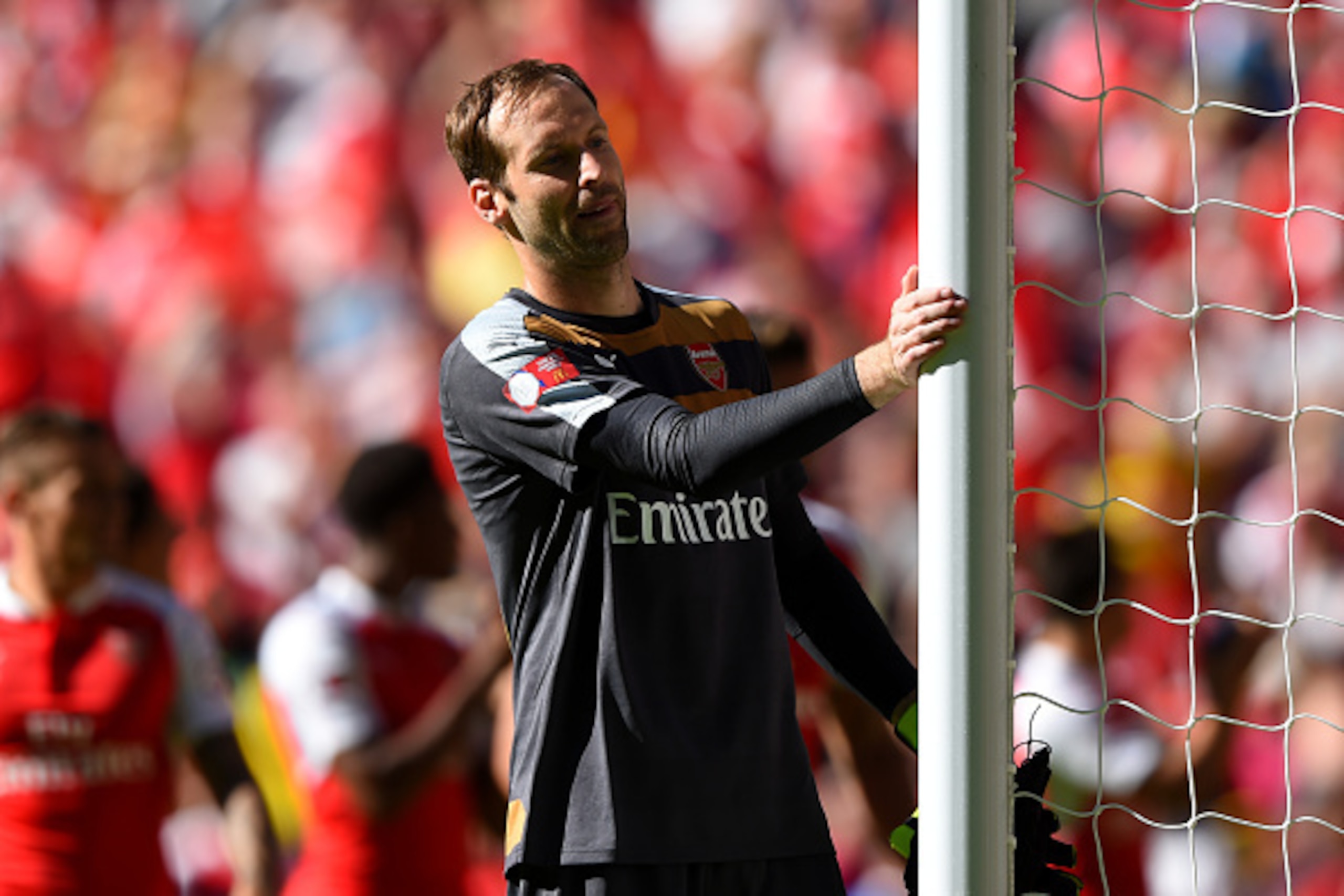 LONDON, ENGLAND - AUGUST 02:  Petr Cech of Arsenal celebrates his team's 1-0 win in the FA Community Shield match between Chelsea and Arsenal at Wembley Stadium on August 2, 2015 in London, England.  (Photo by Shaun Botterill/Getty Images)