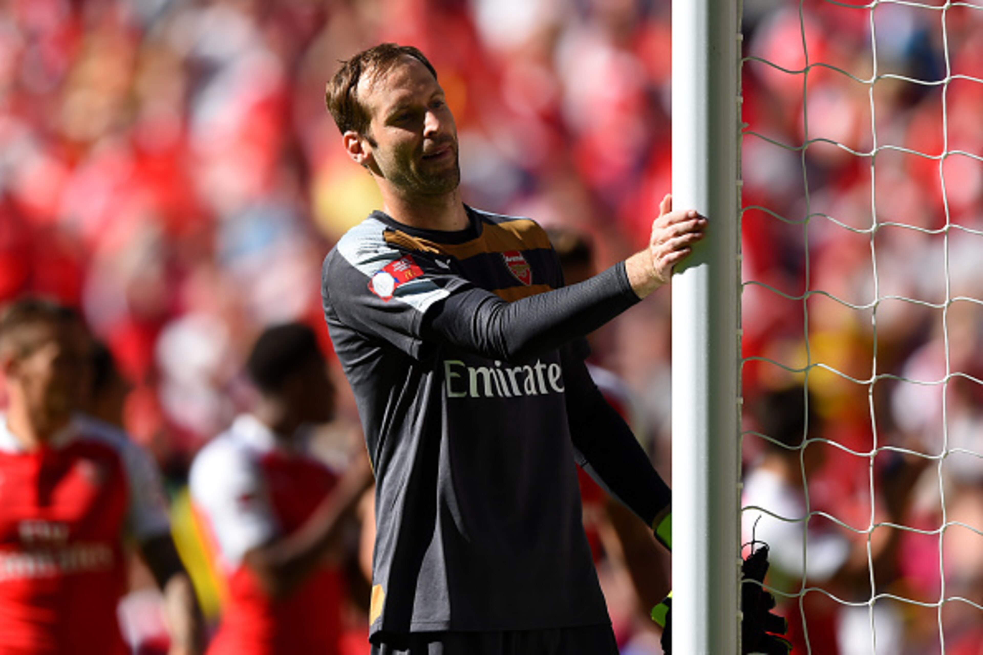 LONDON, ENGLAND - AUGUST 02:  Petr Cech of Arsenal celebrates his team's 1-0 win in the FA Community Shield match between Chelsea and Arsenal at Wembley Stadium on August 2, 2015 in London, England.  (Photo by Shaun Botterill/Getty Images)