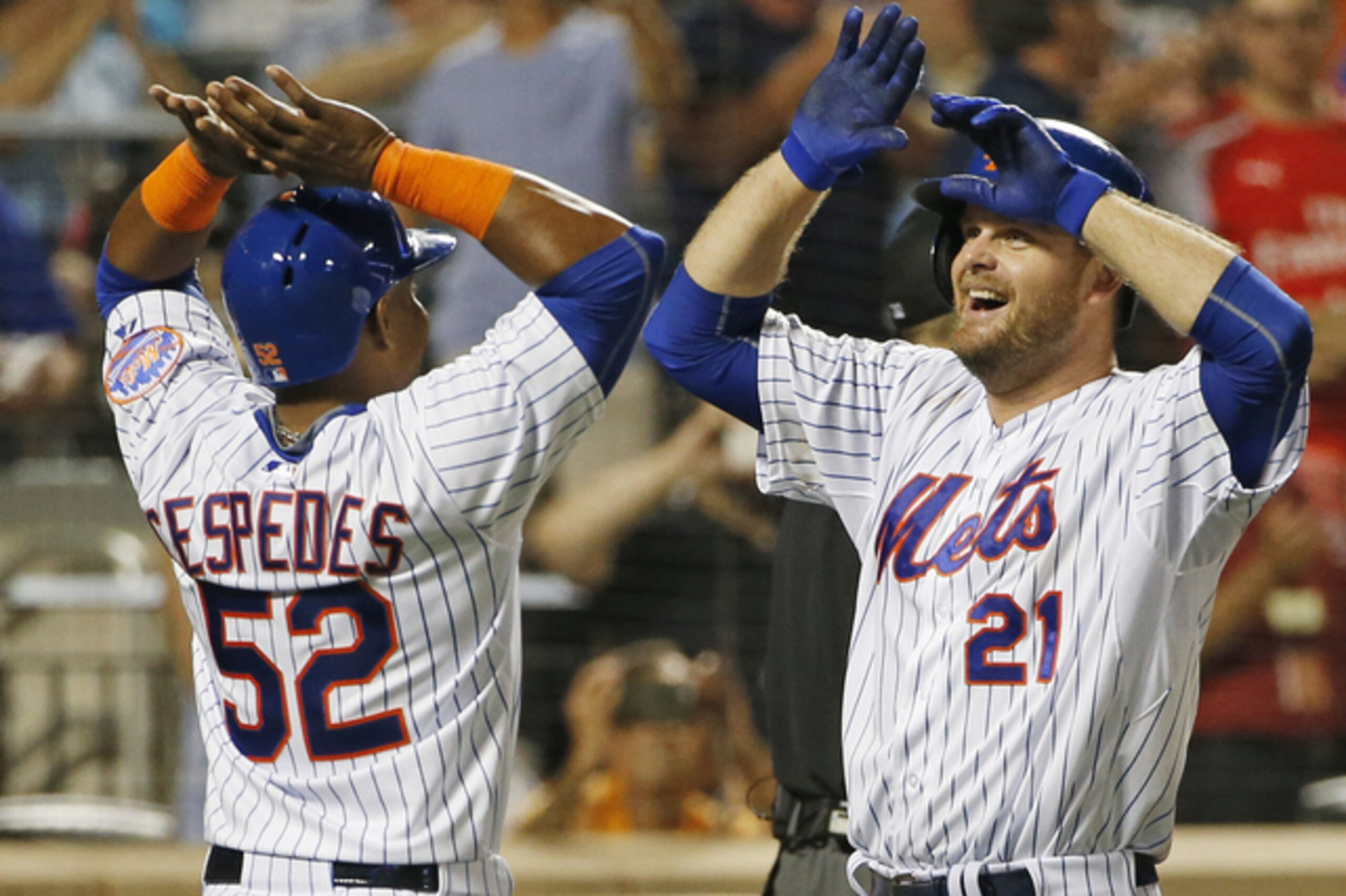 Lucas Duda has launched nine home runs in his last eight games, including a two-run blast that plated Mets newcomer Yoenis Cespedes on Sunday.
