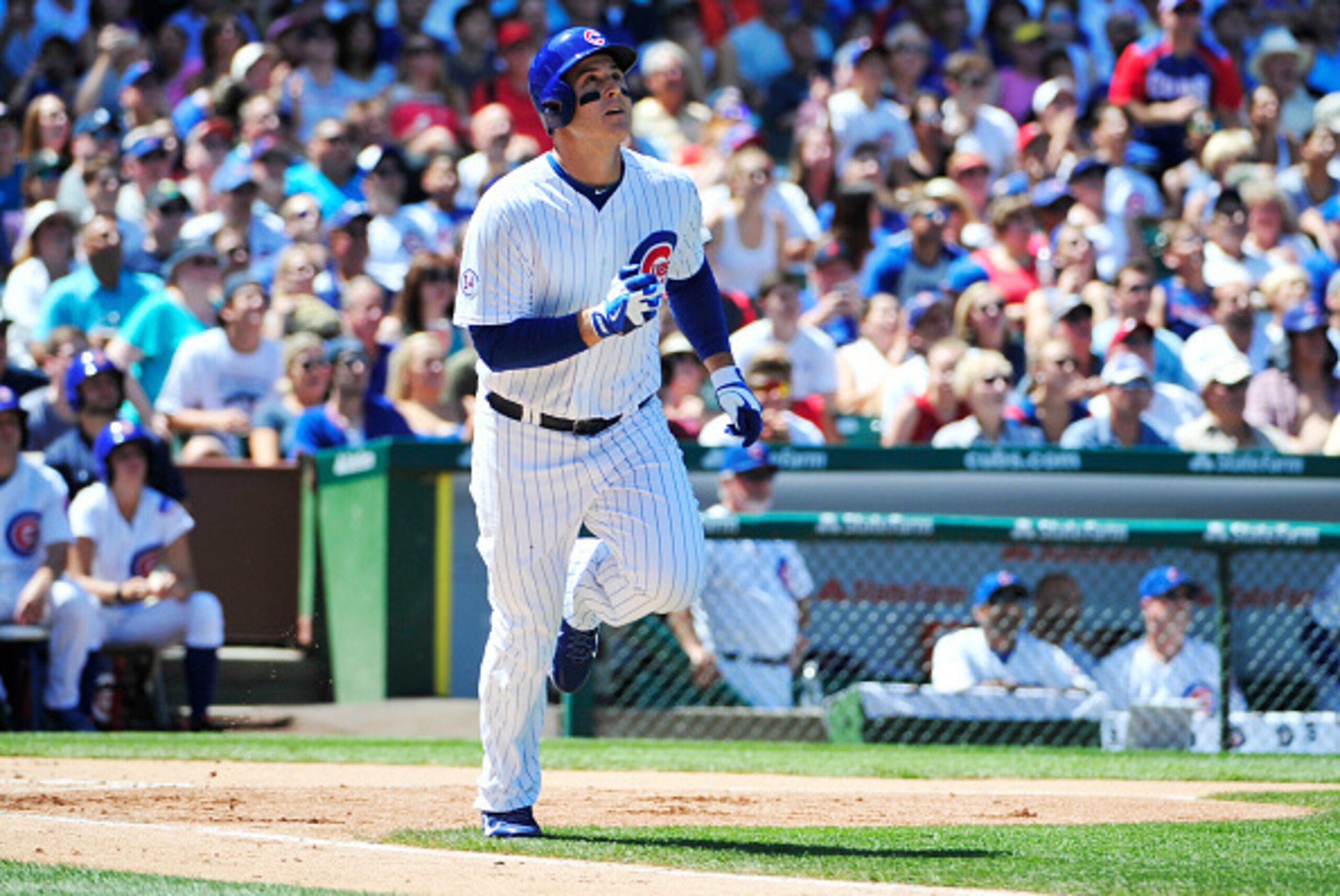CHICAGO, IL - JULY 29: Anthony Rizzo #44 of the Chicago Cubs  runs the bases after hitting a two-run home run against the Colorado Rockies during the third inning on July 29, 2015 at Wrigley Field in Chicago, Illinois. (Photo by David Banks/Getty Images)