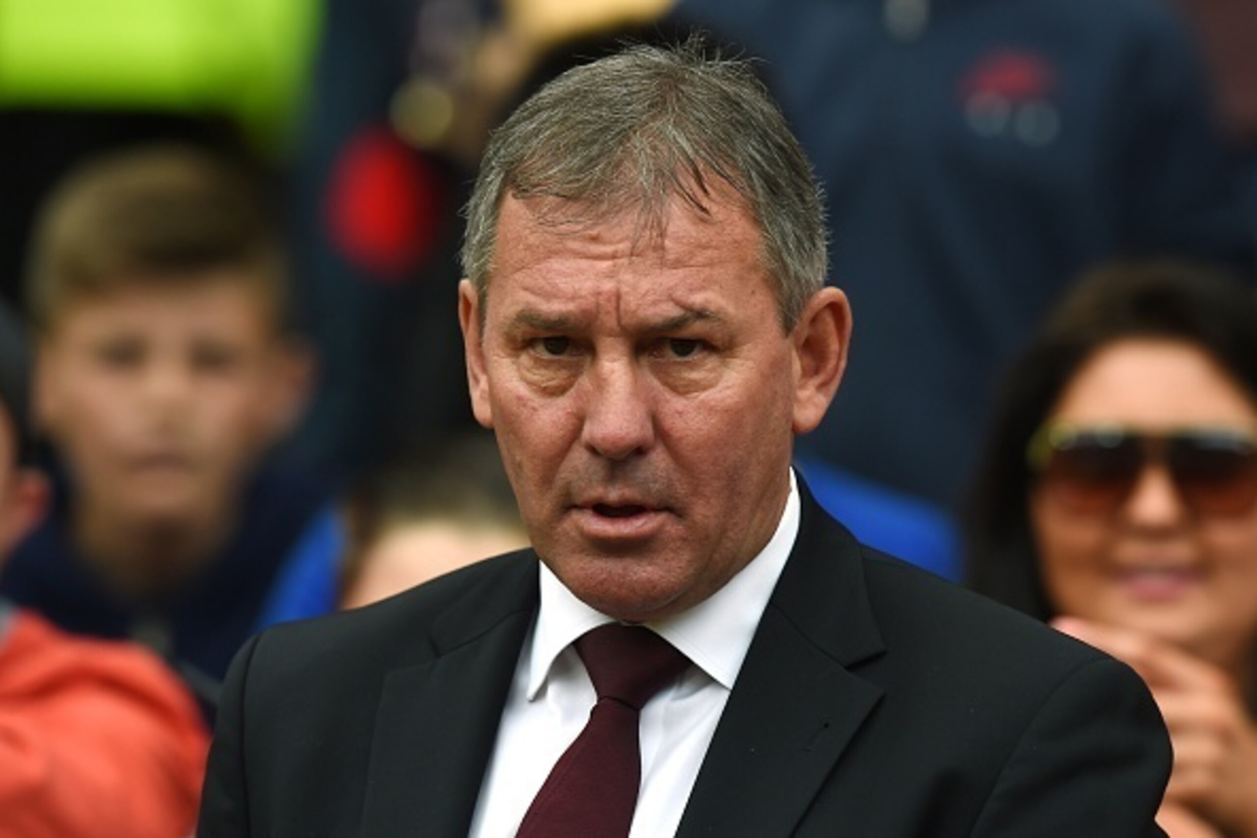 Manchester Utd legend's manager Bryan Robson arrives for the friendly football match between Manchester United's Legends and Bayern Munich All Stars at Old Trafford in Manchester, northwest England, on June 14, 2015. The charity friendly football match re