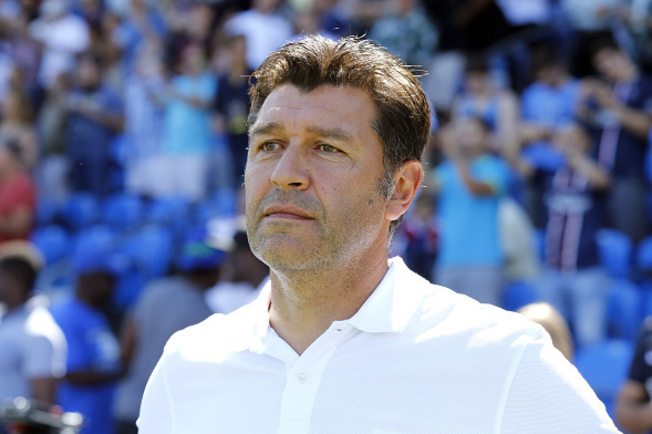 MONTREAL, QC - AUGUST 1: Coach of Lyon Hubert Fournier looks on during the 2015 Trophee des Champions between Paris Saint-Germain (PSG) and Olympique Lyonnais (OL) at Stade Saputo on August 1, 2015 in Montreal, Quebec, Canada. (Photo by Jean Catuffe/Getty