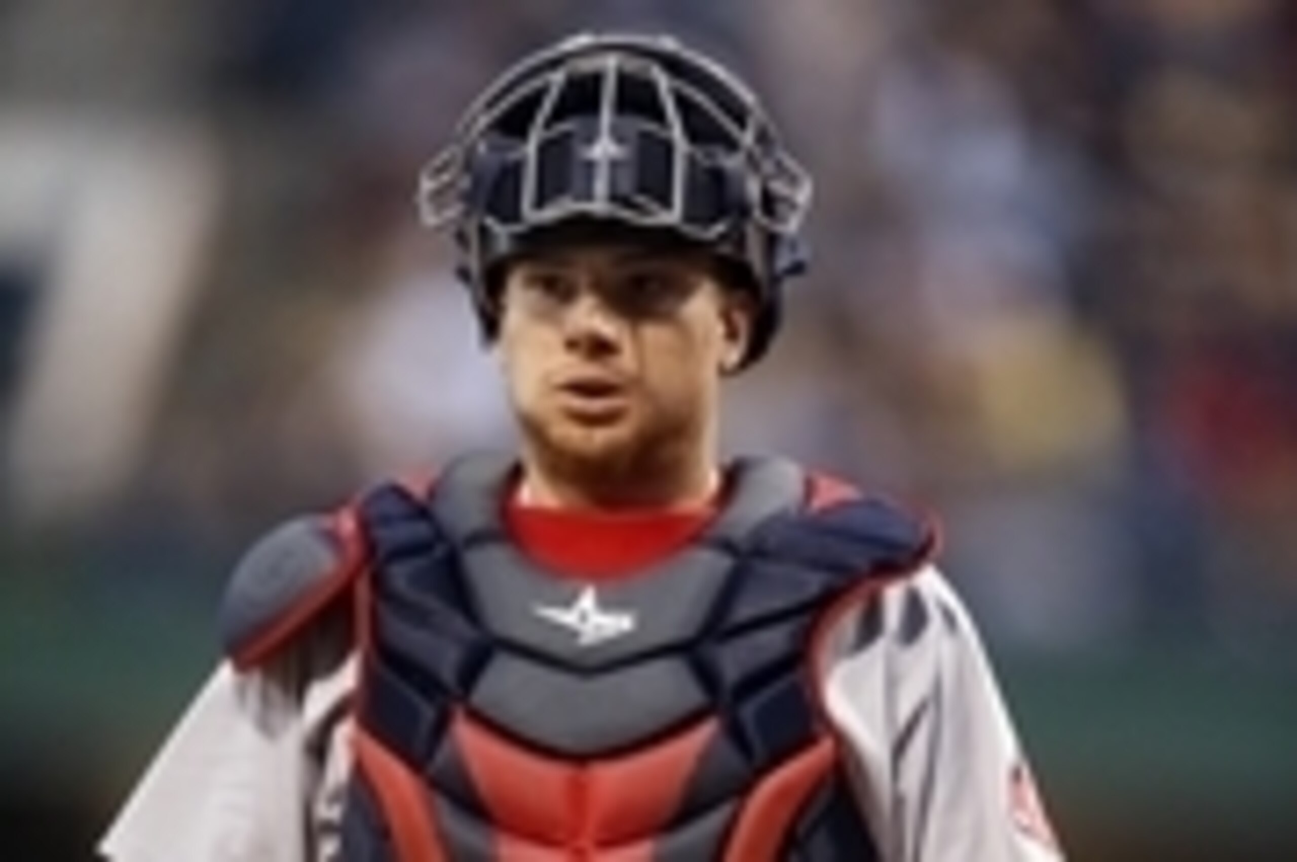 Sep 16, 2014; Pittsburgh, PA, USA; Boston Red Sox catcher Christian Vazquez (55) returns behind the plate against the Pittsburgh Pirates during the first inning at PNC Park. Mandatory Credit: Charles LeClaire-USA TODAY Sports