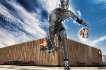 An advertisement promoting Marbury and the MasterCard Center, where his Ducks will play full time next season.