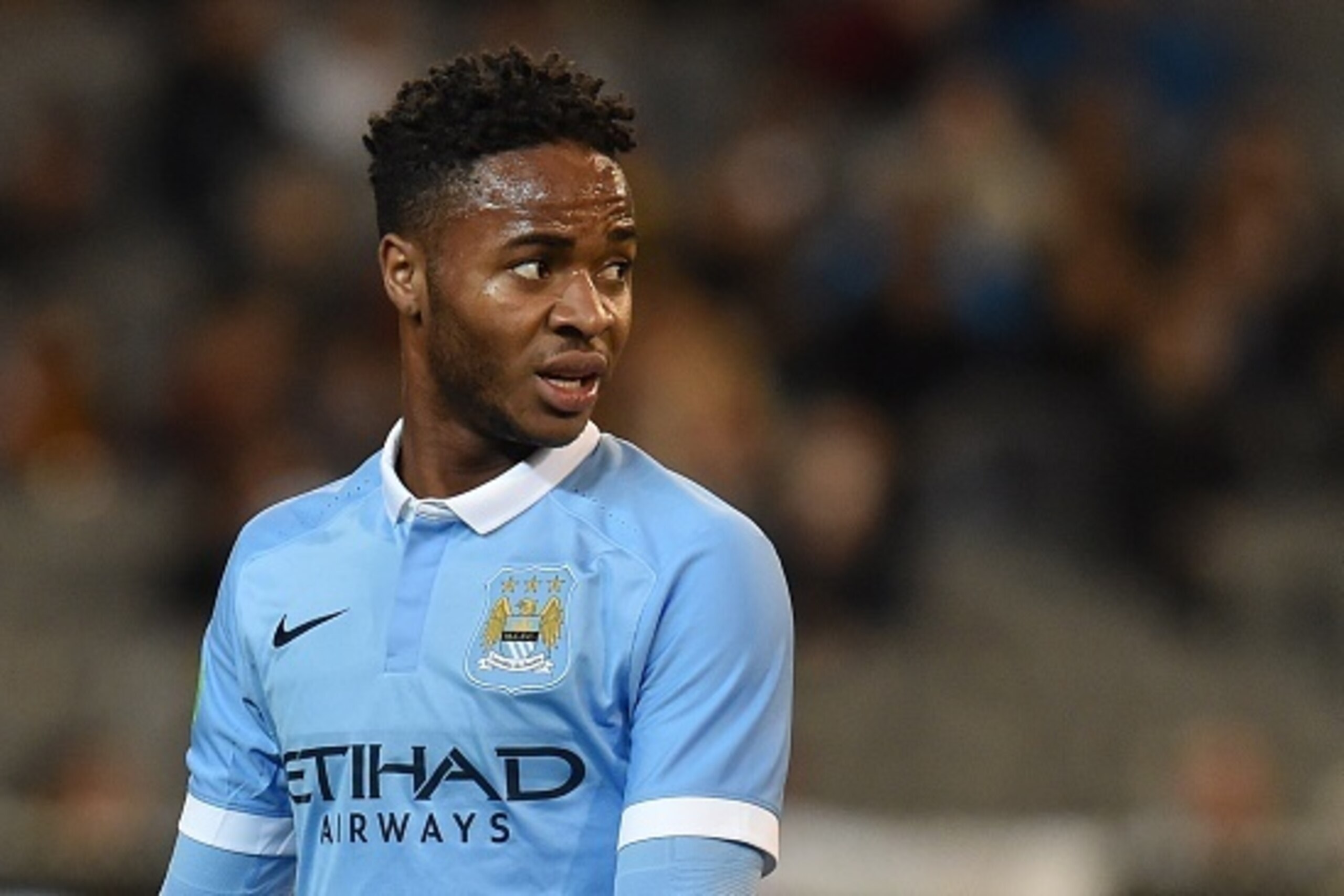 Raheem Stirling of Manchester City reacts during the International Champions Cup football match between English Premier League team Manchester City and Italian side AS Roma in Melbourne on July 21, 2015. AFP PHOTO / Paul CROCK -- IMAGE RESTRICTED TO EDITO
