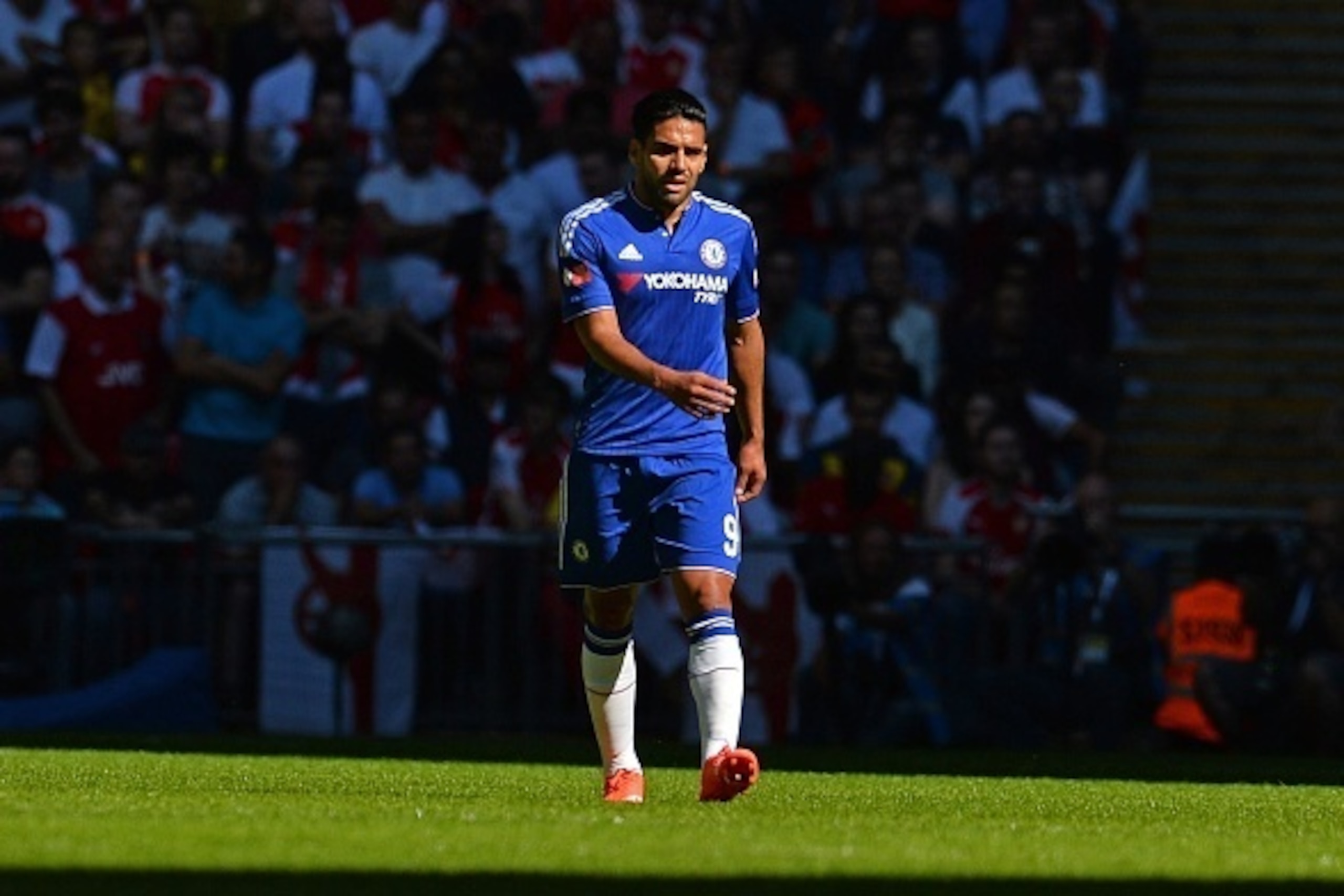 Chelsea's Colombian striker Radamel Falcao walks in the sunlight during the FA Community Shield football match between Arsenal and Chelsea at Wembley Stadium in north London on August 2, 2015. Arsenal won the game 1-0. AFP PHOTO / GLYN KIRK
-- NOT FOR M Chelsea's Colombian striker Radamel Falcao walks in the sunlight during the FA Community Shield football match between Arsenal and Chelsea at Wembley Stadium in north London on August 2, 2015. Arsenal won the game 1-0. AFP PHOTO / GLYN KIRK
-- NOT FOR M