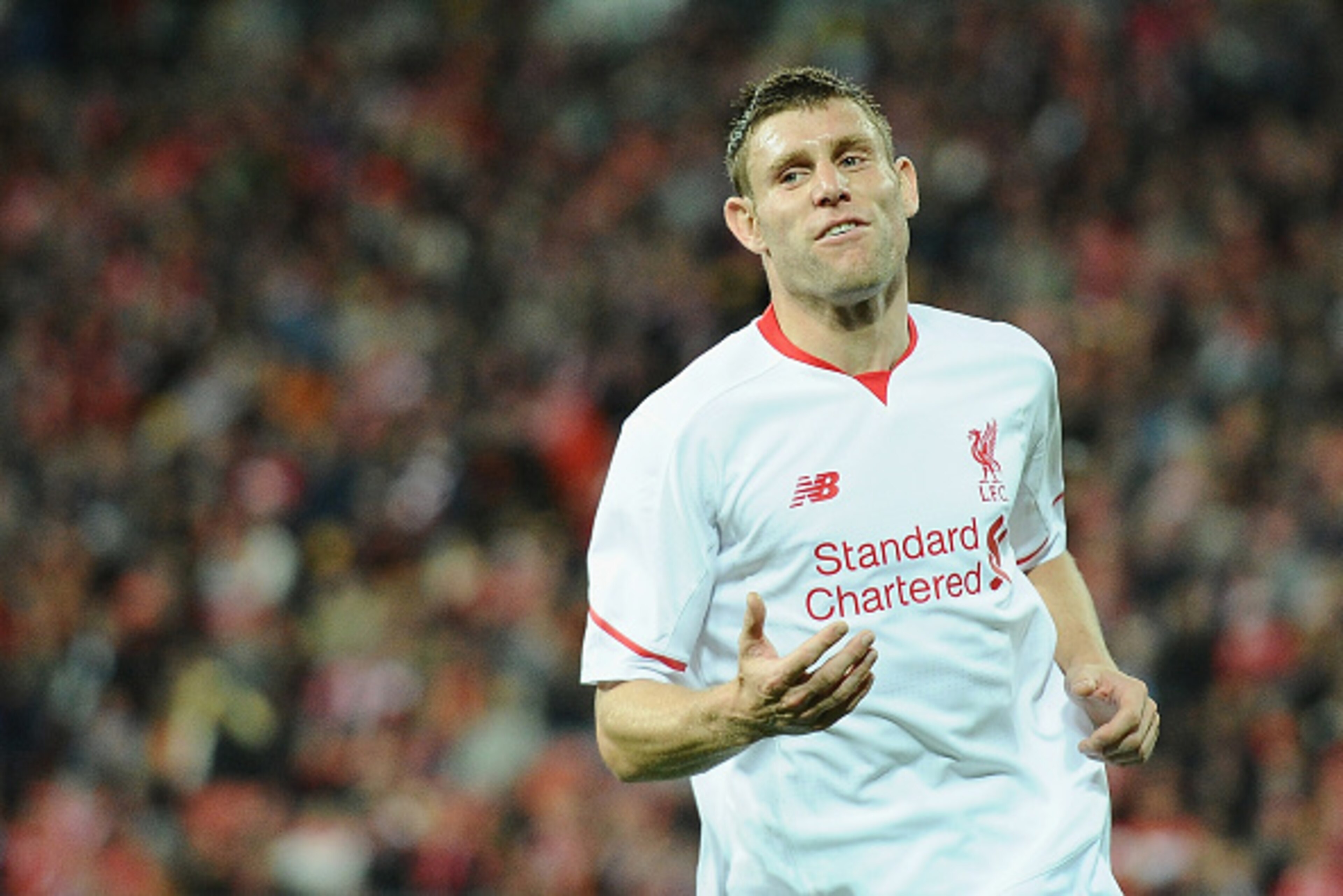 BRISBANE, AUSTRALIA - JULY 17: James Milner of Liverpool FC reacts during the international friendly match between Brisbane Roar and Liverpool FC at Suncorp Stadium on July 17, 2015 in Brisbane, Australia.  (Photo by Matt Roberts/Getty Images)