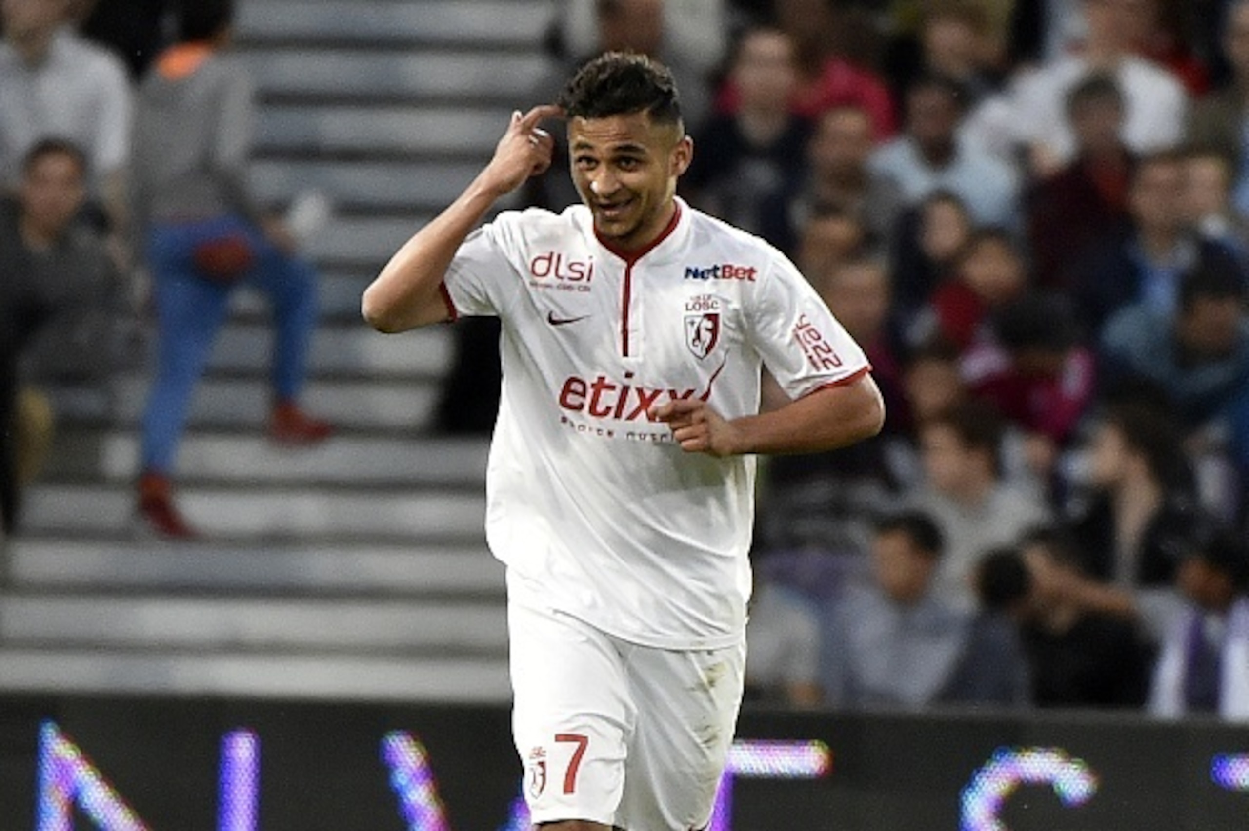 Lille's French midfielder Sofiane Boufal celebrates after scoring a goal during the French L1 football match between Toulouse and Lille on May 9, 2015 at the Municipal Stadium in Toulouse, southwestern France. AFP PHOTO/ PASCAL PAVANI (Photo credit Lille's French midfielder Sofiane Boufal celebrates after scoring a goal during the French L1 football match between Toulouse and Lille on May 9, 2015 at the Municipal Stadium in Toulouse, southwestern France. AFP PHOTO/ PASCAL PAVANI (Photo credit