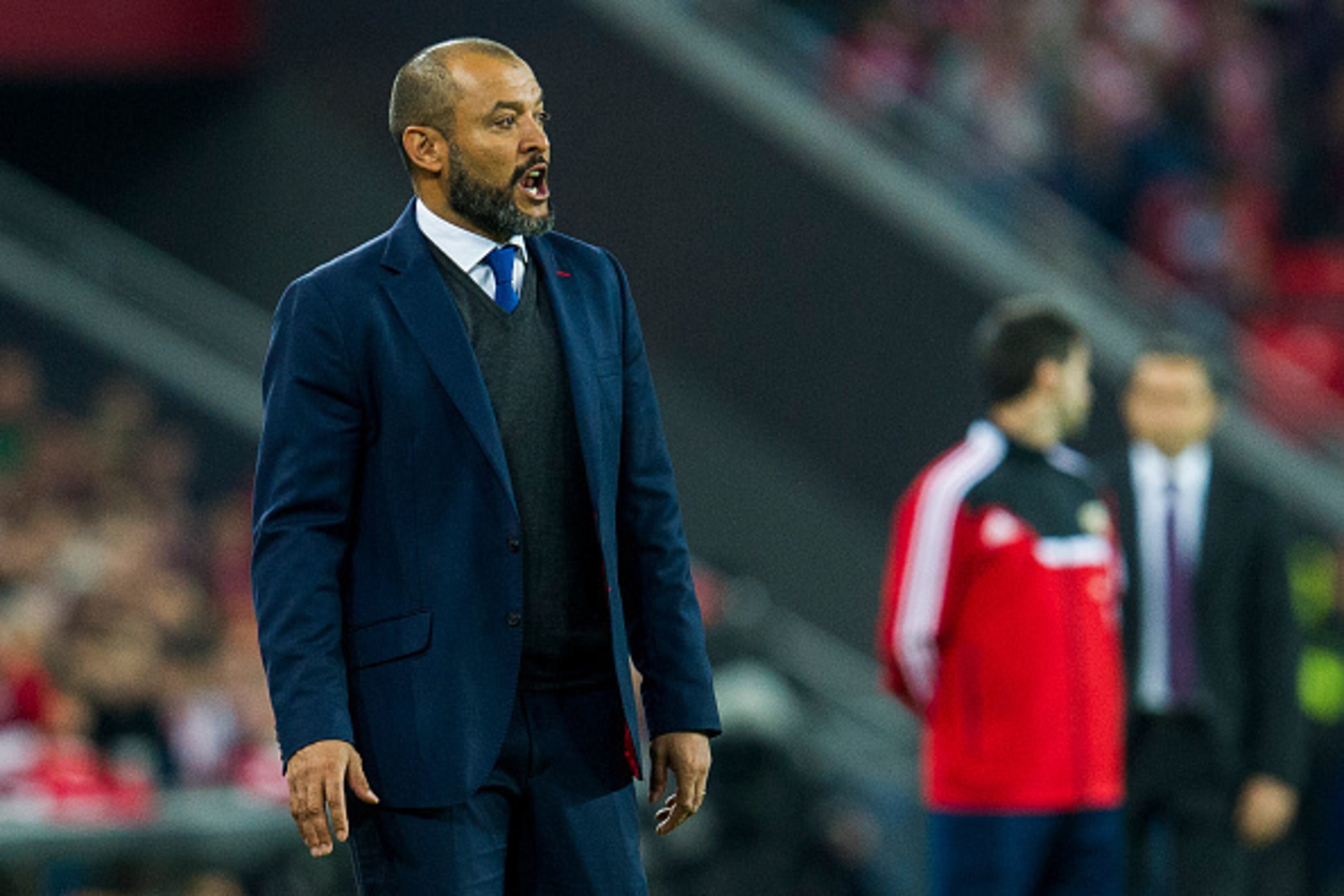 BILBAO, SPAIN - APRIL 09: Head coach Nuno Espirito Santo of Valencia CF reacts during the La Liga match between Athletic Club Bilbao and Valencia CF at San Mames Stadium on April 9, 2015 in Bilbao, Spain.  (Photo by Juan Manuel Serrano Arce/Getty Images)