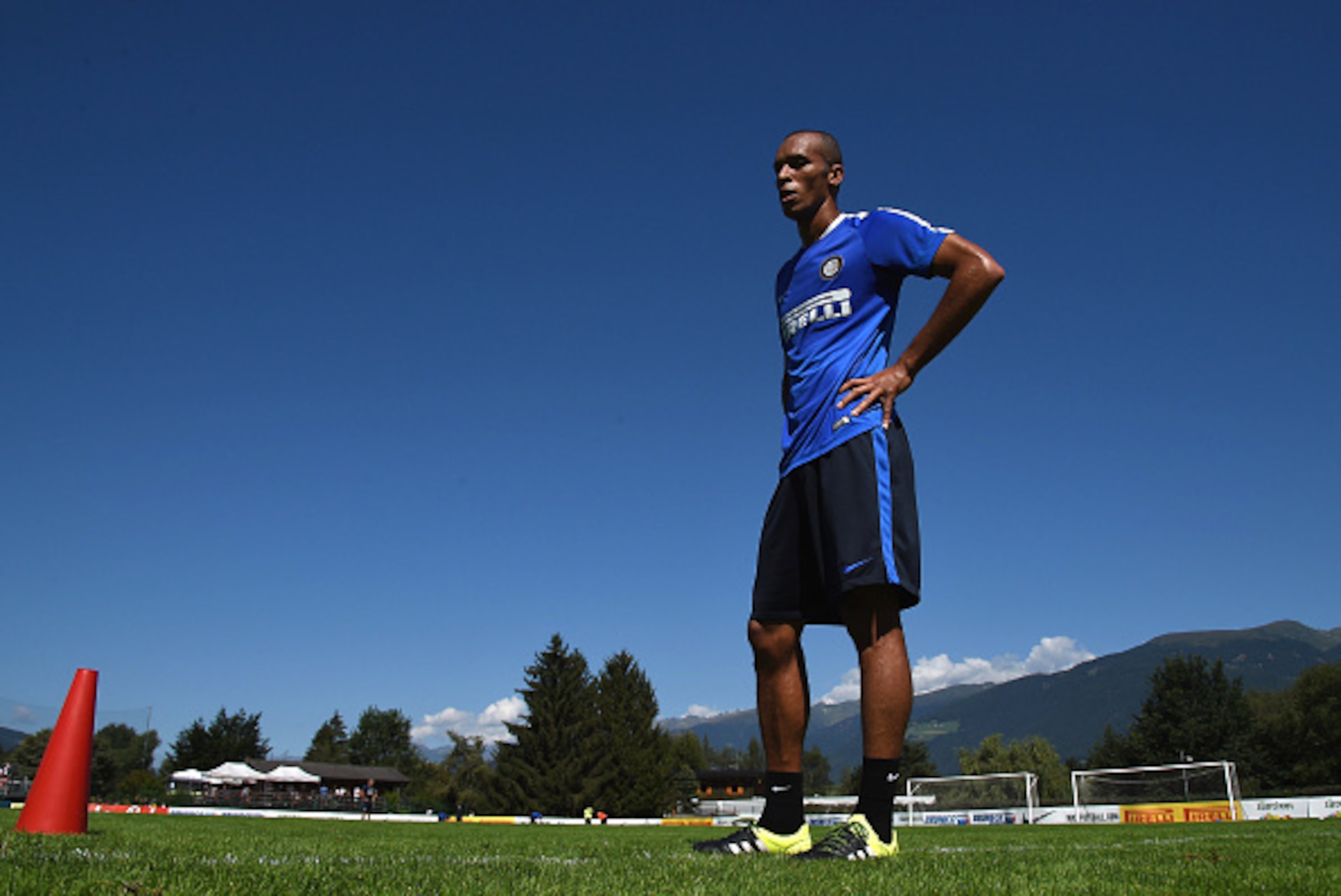 BRUNECK, ITALY - AUGUST 05:  Miranda looks on during a FC Internazionale training session on August 5, 2015 in Bruneck, Italy.  (Photo by Claudio Villa - Inter/Getty Images)