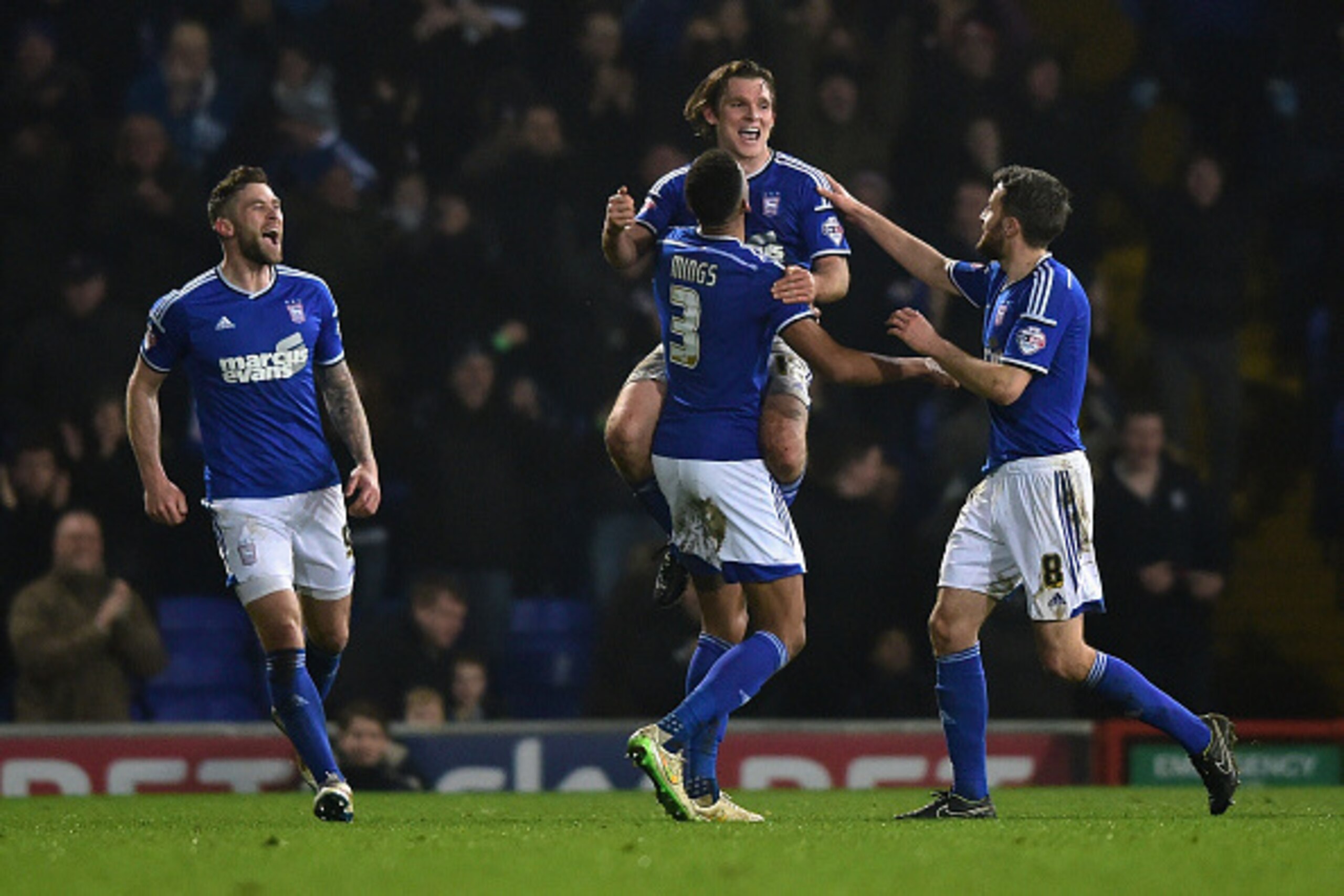 IPSWICH, ENGLAND - MARCH 17:  Jay Tabb of Ipswich Town celebrates his goal during the Sky Bet Championship match between Ipswich Town and Bolton Wanderers at Portman Road on March 17, 2015 in Ipswich, England.  (Photo by Jamie McDonald/Getty Images)