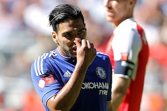 LONDON, ENGLAND -  AUGUST 2:  Radamel Falcao of Chelsea during the FA Community Shield match between Chelsea and Arsenal at Wembley Stadium on August 2, 2015 in London, England.  (Photo by James Bayliss - AMA/Getty Images)