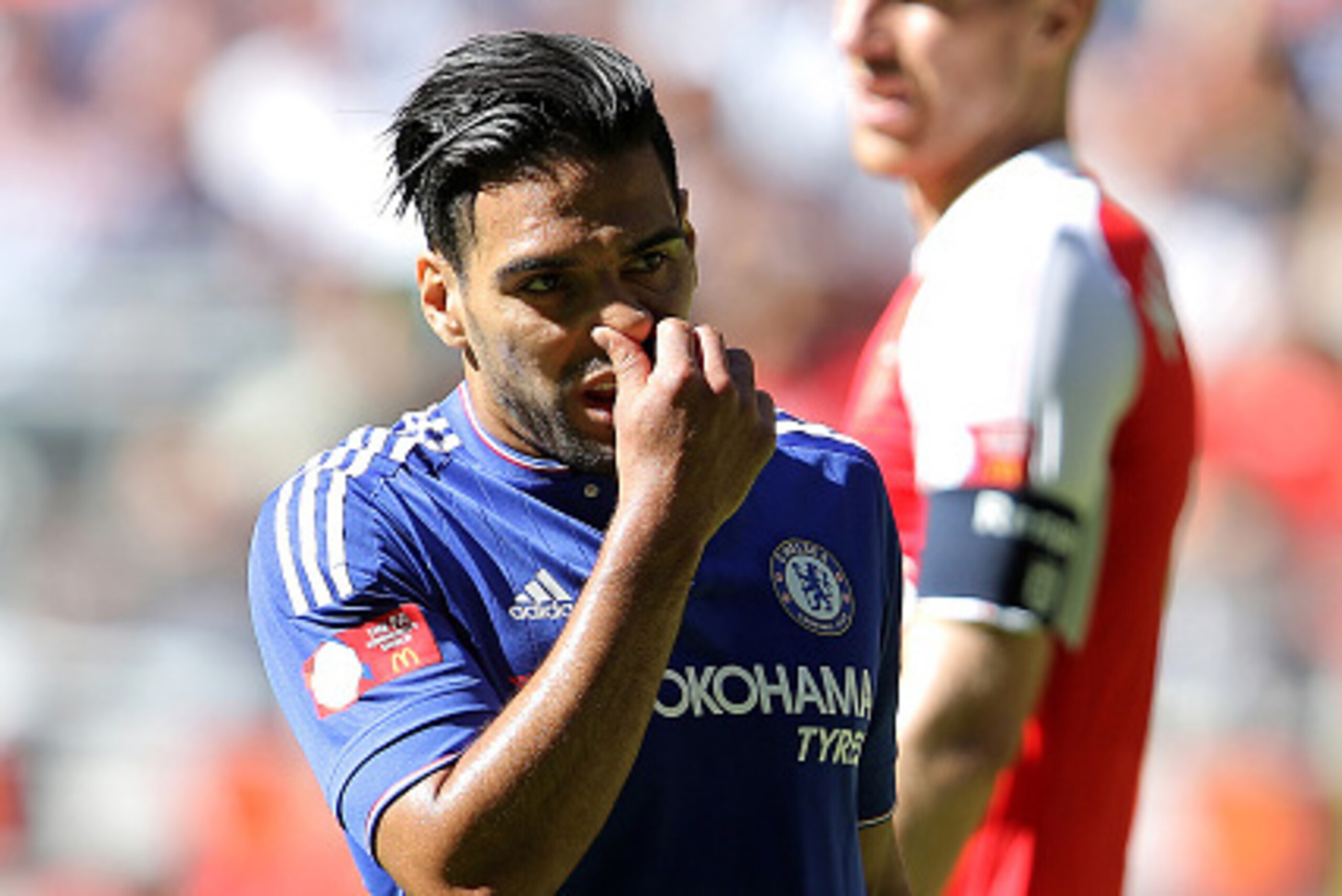 LONDON, ENGLAND -  AUGUST 2:  Radamel Falcao of Chelsea during the FA Community Shield match between Chelsea and Arsenal at Wembley Stadium on August 2, 2015 in London, England.  (Photo by James Bayliss - AMA/Getty Images)