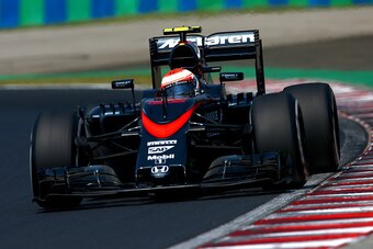 BUDAPEST, HUNGARY - JULY 24:  Jenson Button of Great Britain and McLaren Honda drives during practice for the Formula One Grand Prix of Hungary at Hungaroring on July 24, 2015 in Budapest, Hungary.  (Photo by Clive Mason/Getty Images)