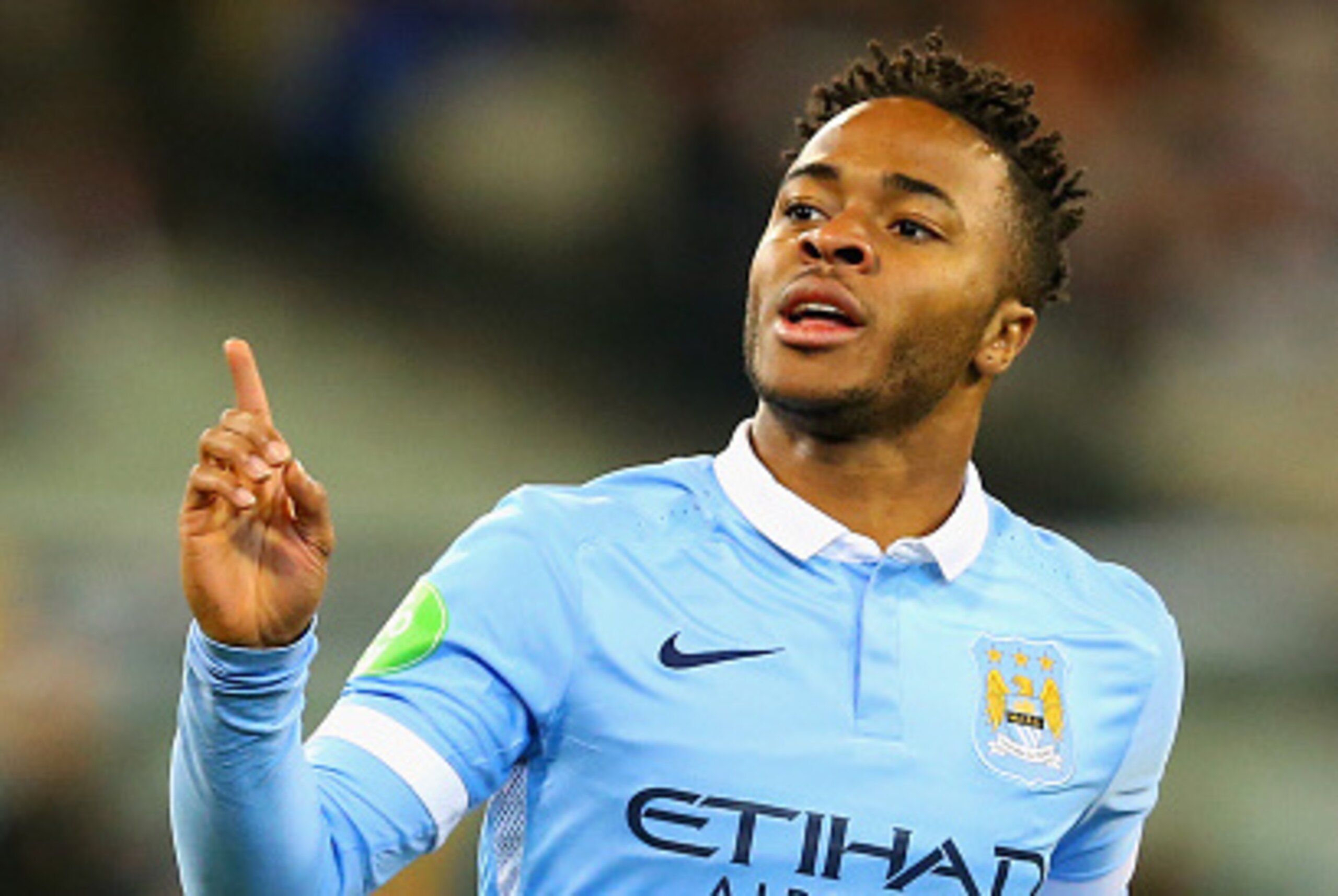 MELBOURNE, AUSTRALIA - JULY 21: Raheem Sterling of Manchester City celebrates scoring a goal during the International Champions Cup friendly match between Manchester City and AS Roma at the Melbourne Cricket Ground on July 21, 2015 in Melbourne, Australia