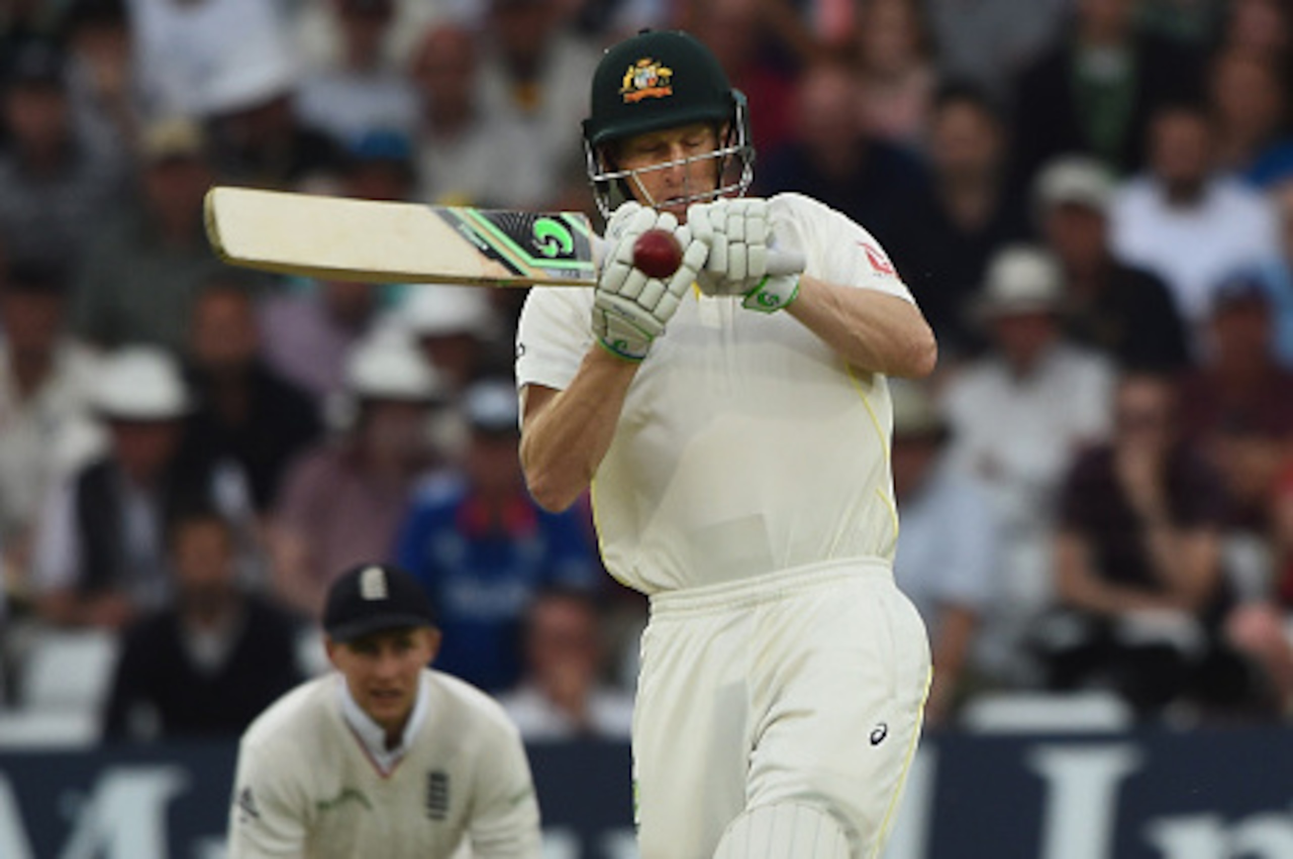 NOTTINGHAM, ENGLAND - AUGUST 7: Adam Voges of Australia avoids a bouncer from Stuart Broad of England during day two of the 4th Investec Ashes Test match between England and Australia at Trent Bridge on August 7, 2015 in Nottingham, United Kingdom. NOTTINGHAM, ENGLAND - AUGUST 7: Adam Voges of Australia avoids a bouncer from Stuart Broad of England during day two of the 4th Investec Ashes Test match between England and Australia at Trent Bridge on August 7, 2015 in Nottingham, United Kingdom.