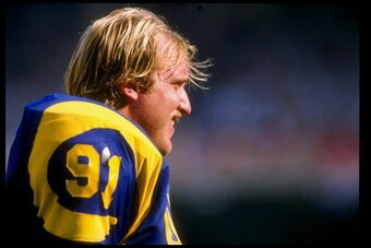 24 Sep 1989:  Linebacker Kevin Greene of the Los Angeles Rams stands on the sidelines during a game against the Green Bay Packers at Anaheim Stadium in Anaheim, California.  The Rams won the game 41-38. Mandatory Credit: Mike Powell  /Allsport