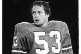 SAN FRANCISCO - SEPTEMBER 10:  Randy Gradishar #53 of the Denver Broncos looks on during the preseason game against the San Francisco 49ers at Candlestick Park on September 10, 1977 in San Francisco, California. The Broncos defeated the Niners 20-0.  (Pho