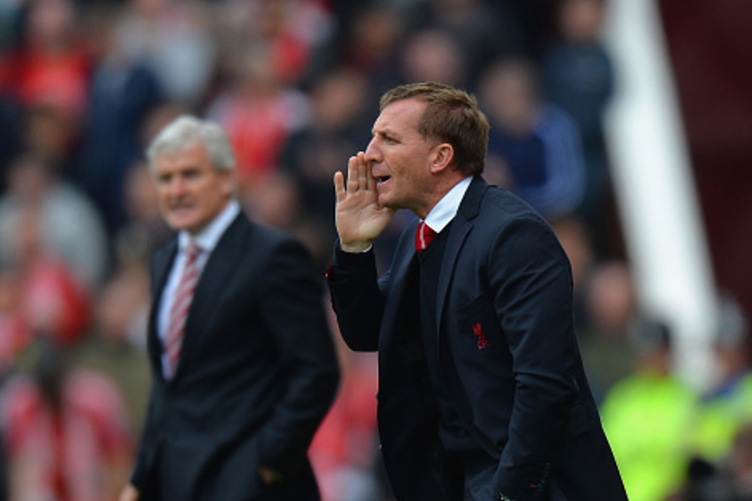 STOKE ON TRENT, ENGLAND - MAY 24:  Brendan Rodgers, Manager of Liverpool on the touch line during the Barclays Premier League match between Stoke City and Liverpool at Britannia Stadium on May 24, 2015 in Stoke on Trent, England.  (Photo by Tony Marshall/