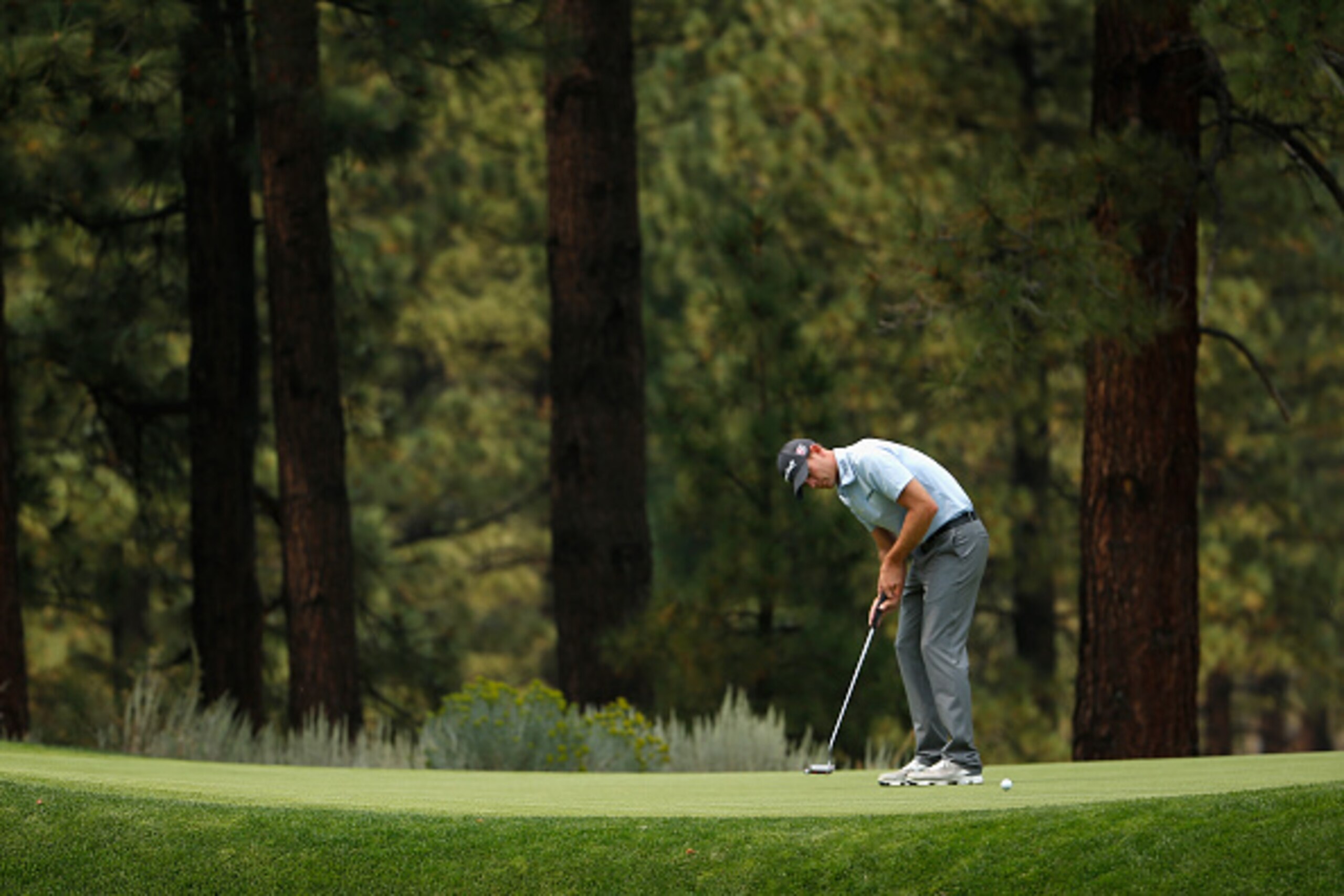RENO, NV - AUGUST 08:  Brendan Steele puts on the fourth green during the third round of the Barracuda Championship at the Montreux Golf and Country Club on August 8, 2015 in Reno, Nevada.  (Photo by Christian Petersen/Getty Images)