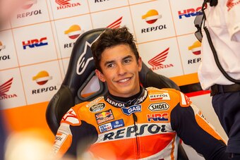 INDIANAPOLIS, IN - AUGUST 08:  Marc Marquez # 93 of Spain and Repsol Honda Team prepares in the pits during the MotoGP Qualifiers at Indianapolis Motor Speedway on August 08, 2015 in Indianapolis, Indiana. (Photo by Christian Pondella/Getty Images)