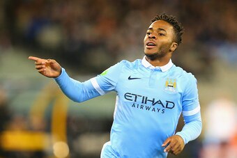 MELBOURNE, AUSTRALIA - JULY 21:  Raheem Sterling of Manchester City celebrates scoring a goal during the International Champions Cup friendly match between Manchester City and AS Roma at the Melbourne Cricket Ground on July 21, 2015 in Melbourne, Australi