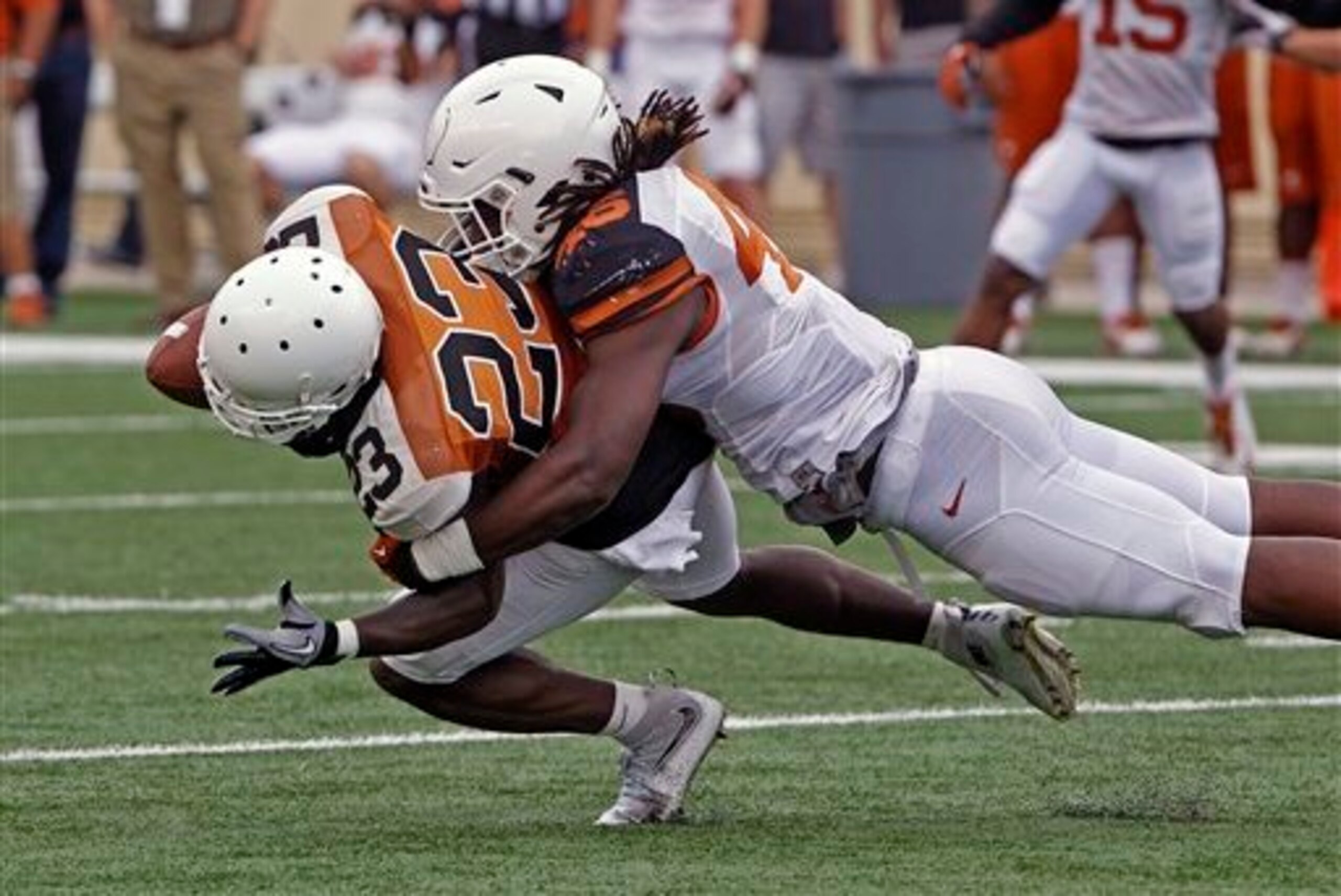 Freshman Malik Jefferson looks in control of the middle linebacker spot, which will make it difficult for Santos or Cole to crack the starting lineup.