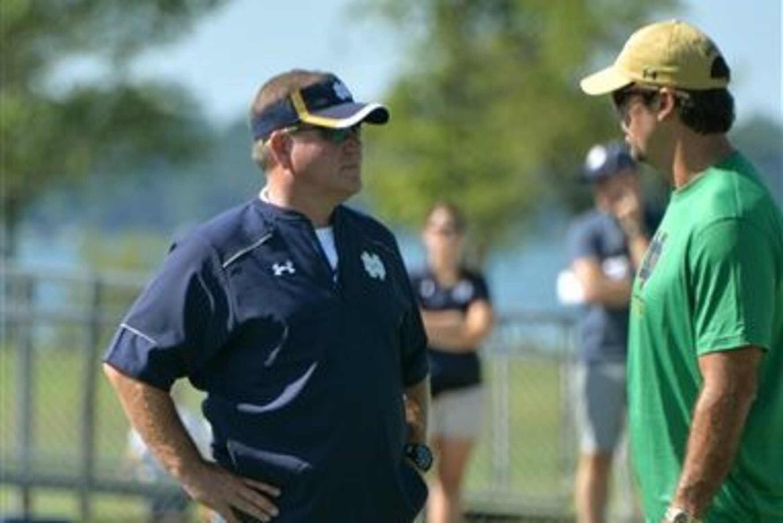 Brian Kelly, with defensive coordinator Brian VanGorder, is excited about Notre Dame's defensive leaders. Brian Kelly, with defensive coordinator Brian VanGorder, is excited about Notre Dame's defensive leaders.